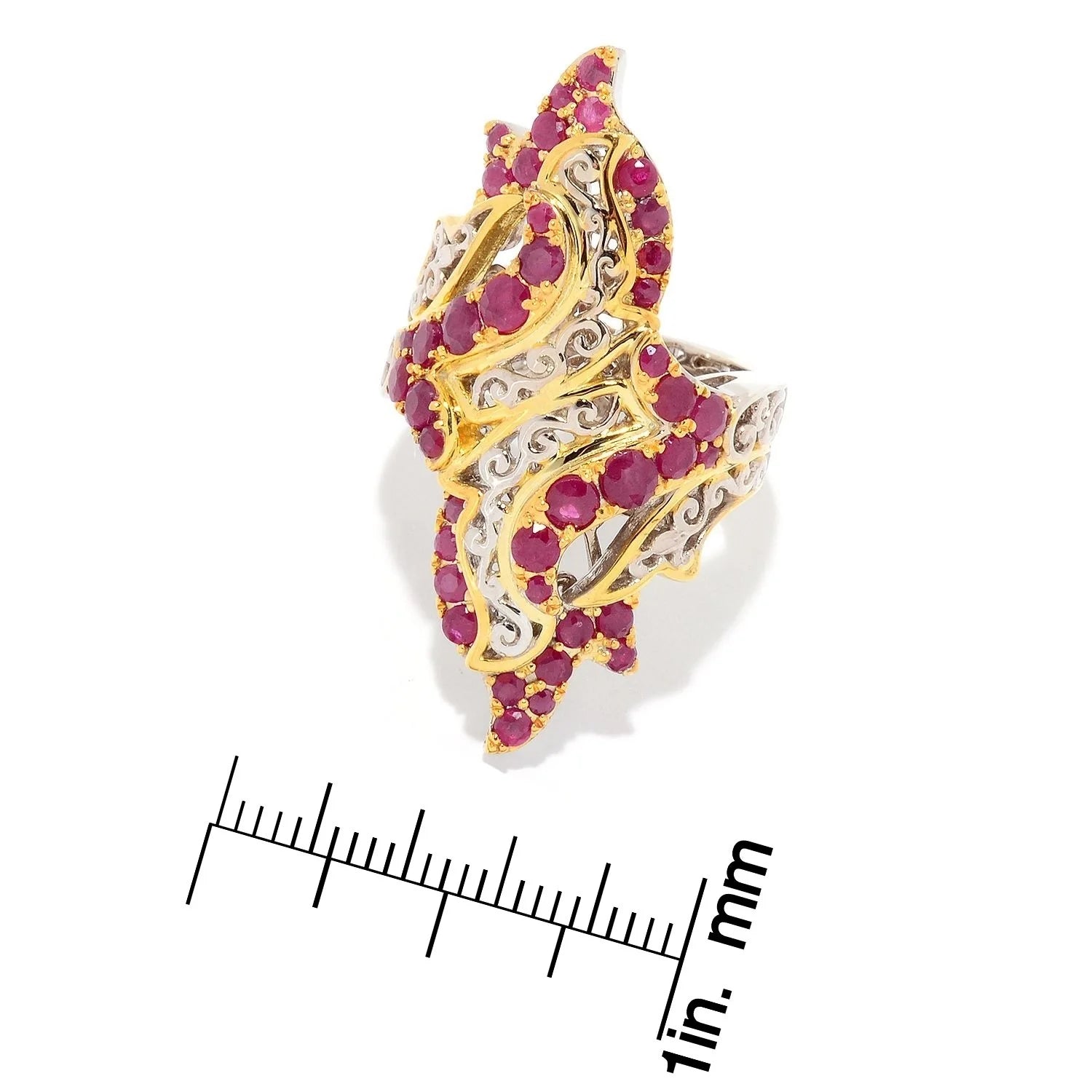 Gems en Vogue 2.22ctw Mozambique Ruby Elongated Scrollwork Ring