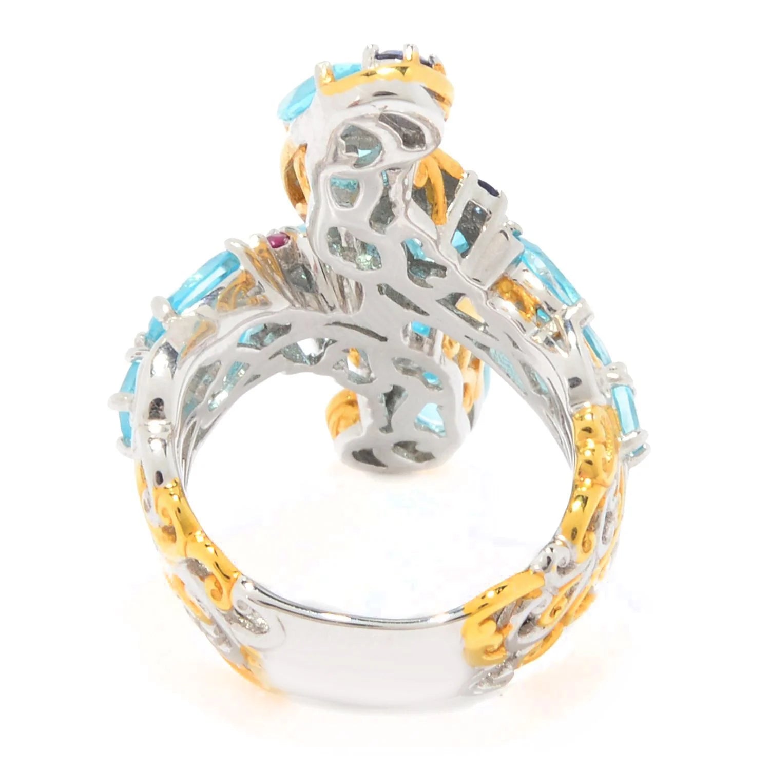 Gems en Vogue "Carnaval" Paraiba Color Topaz & Gemstone Bypass Ring