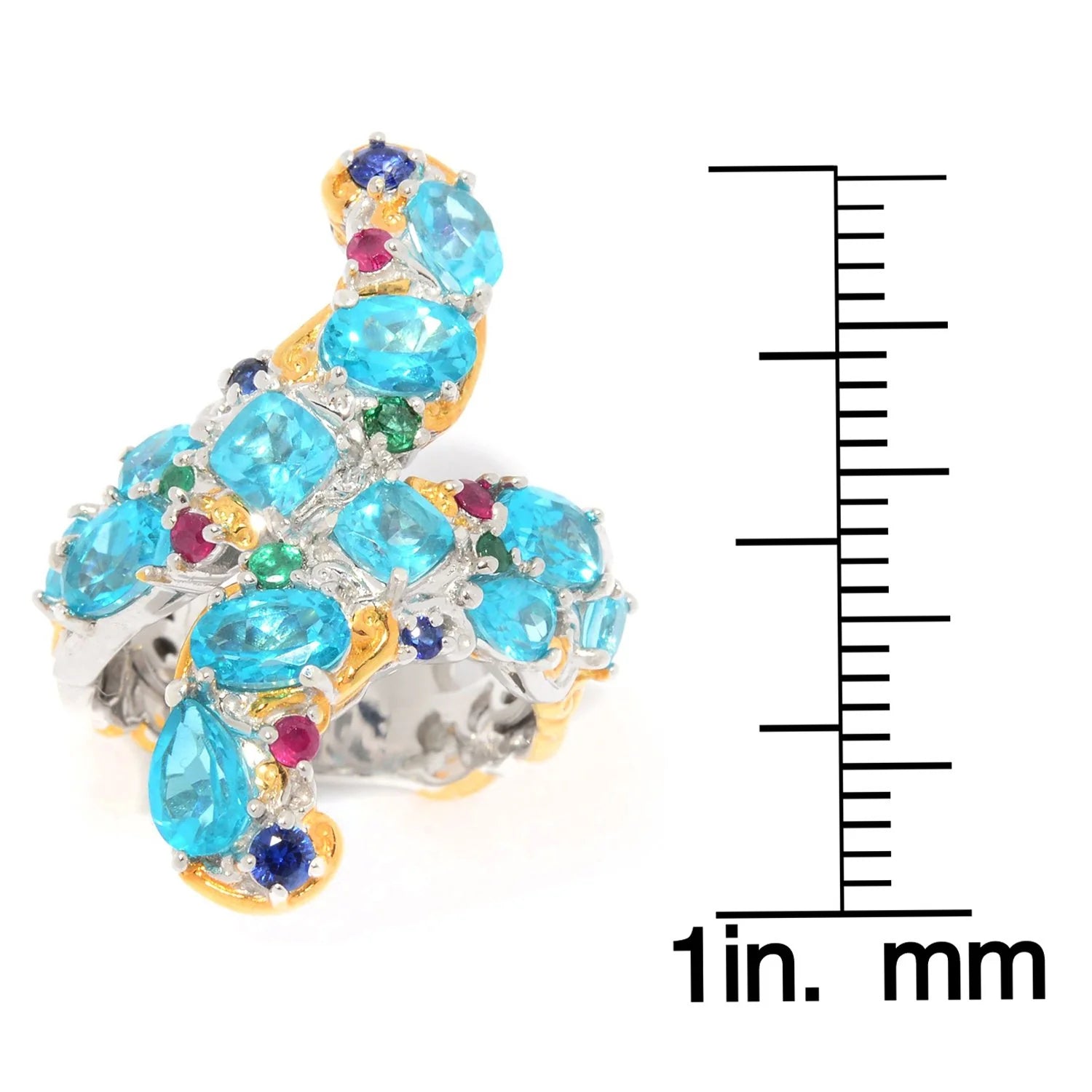 Gems en Vogue "Carnaval" Paraiba Color Topaz & Gemstone Bypass Ring