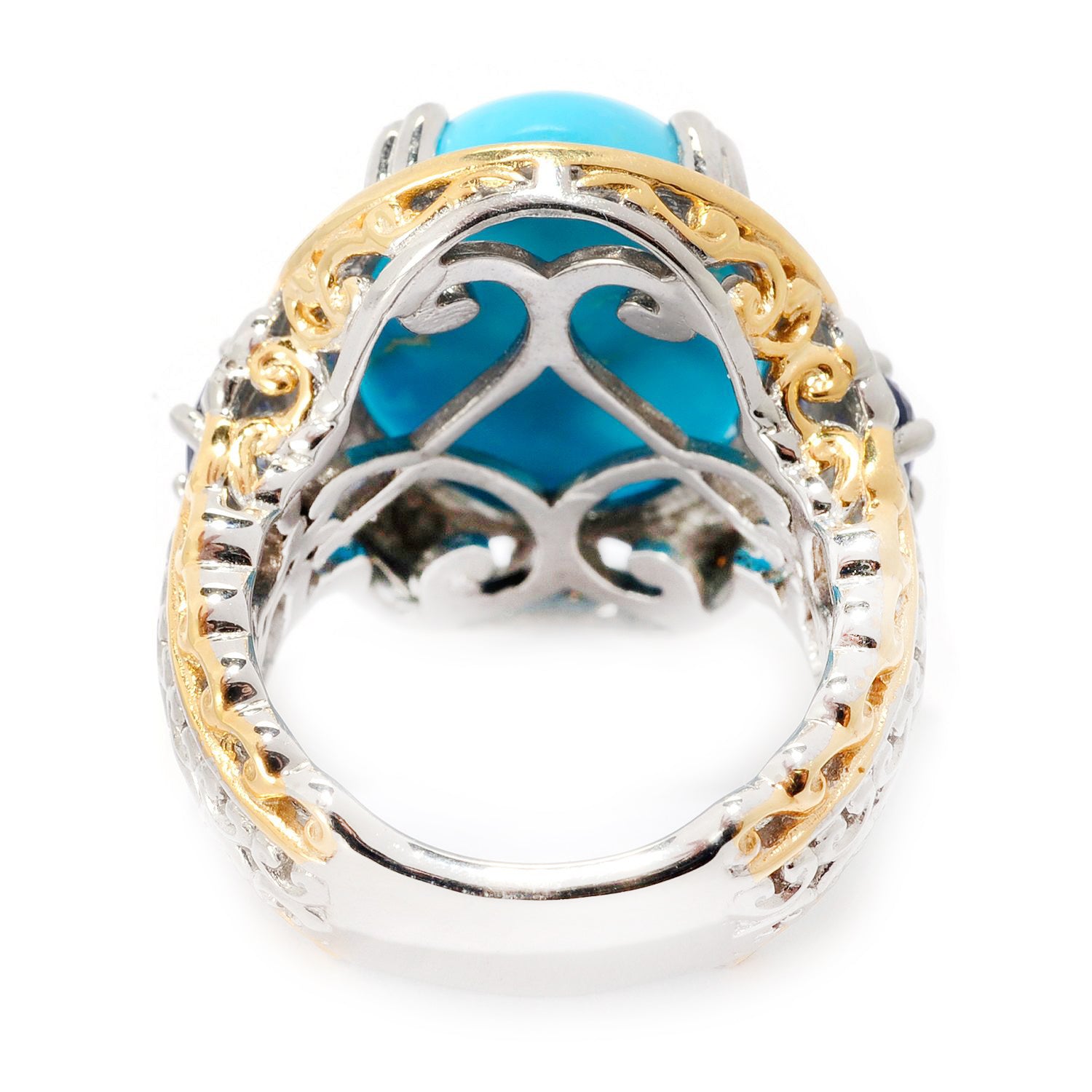 Gems en Vogue Kingman Turquoise & Royal Blue Sapphire Ring