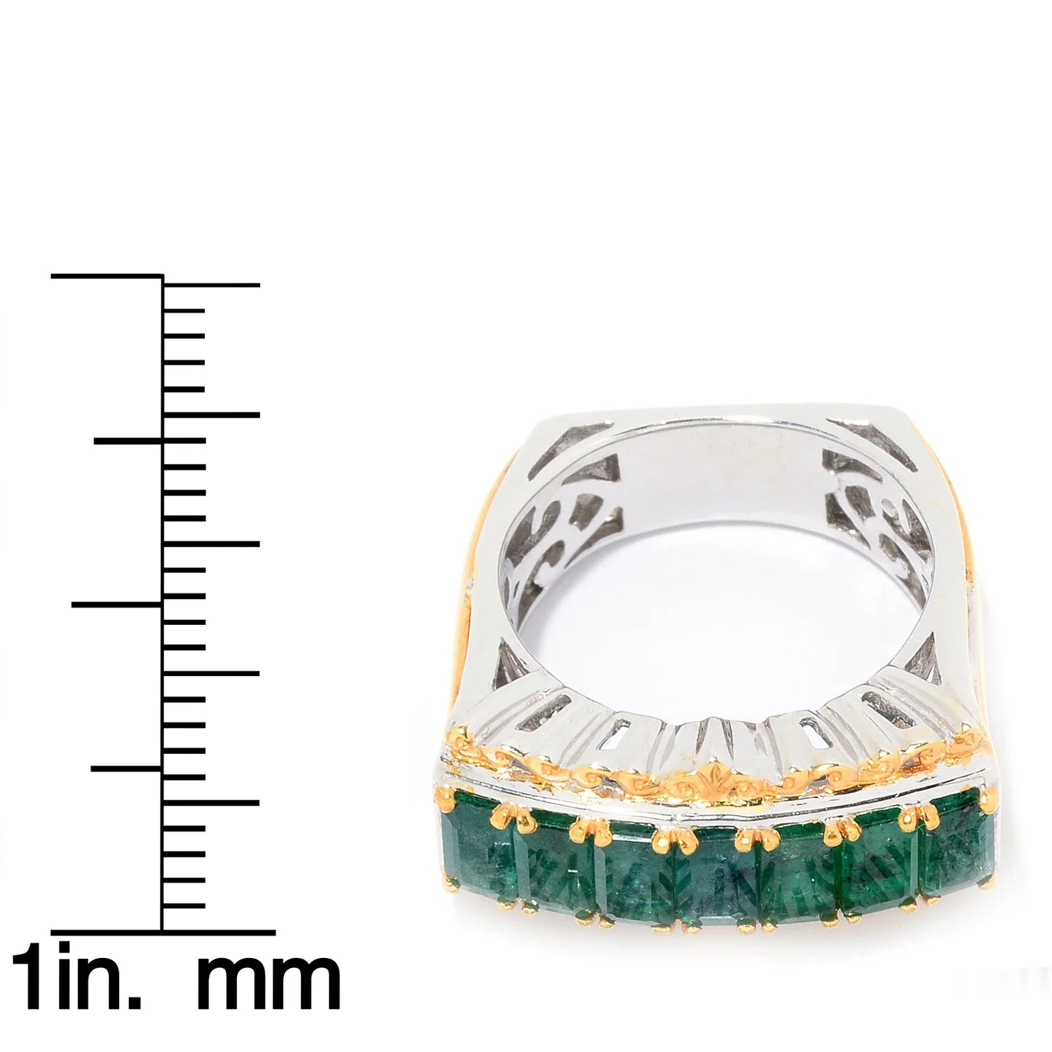 Gems en Vogue 2.10ctw Emerald 7-Stone East-West Ring