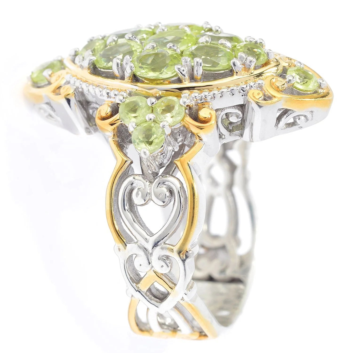 Gems en Vogue 2.26ctw Chrysoberyl Marquise Shaped Cluster Ring