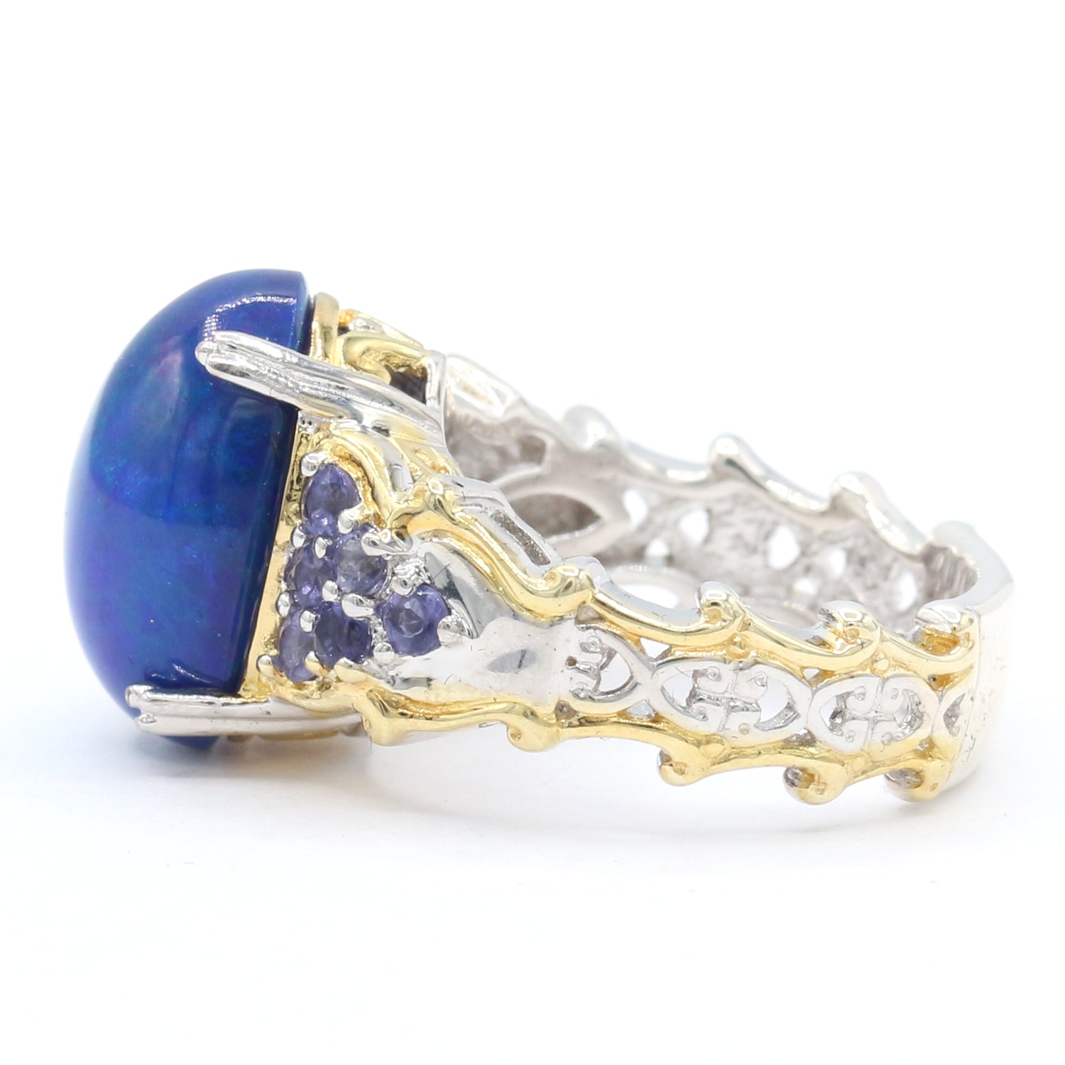 Gems en Vogue Dyed Blue Opal & Iolite Ring
