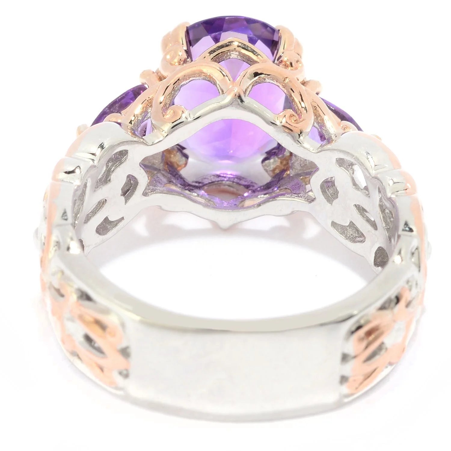 Gems en Vogue 2.89ctw Ametista do Sul Amethyst 3-Stone Ring