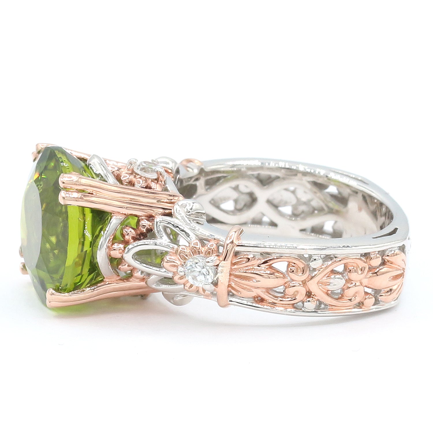 Gems en Vogue 7.74ctw Round Peridot & White Zircon Ring