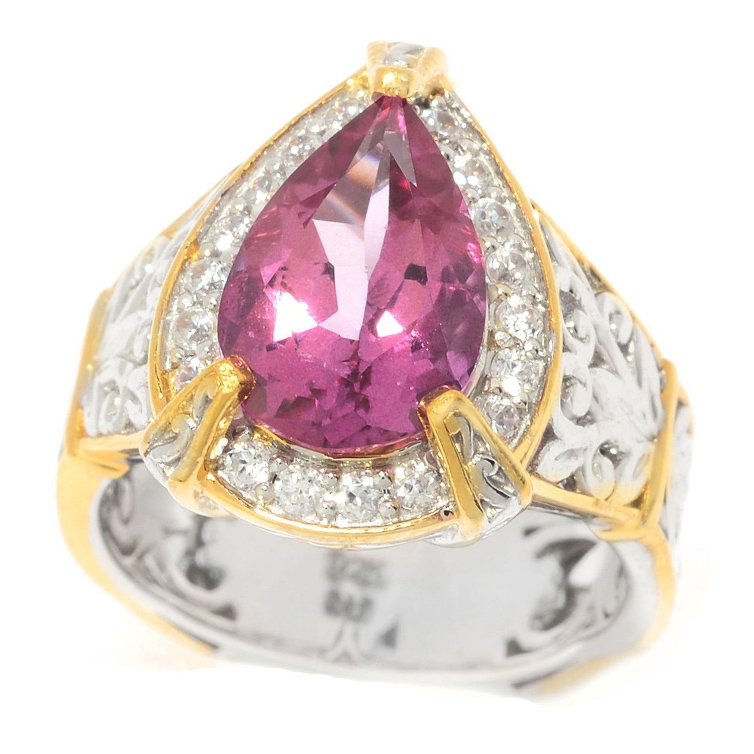 Gems en Vogue 3.94ctw Martha Rocha Pink Topaz & White Zircon Cluster Ring