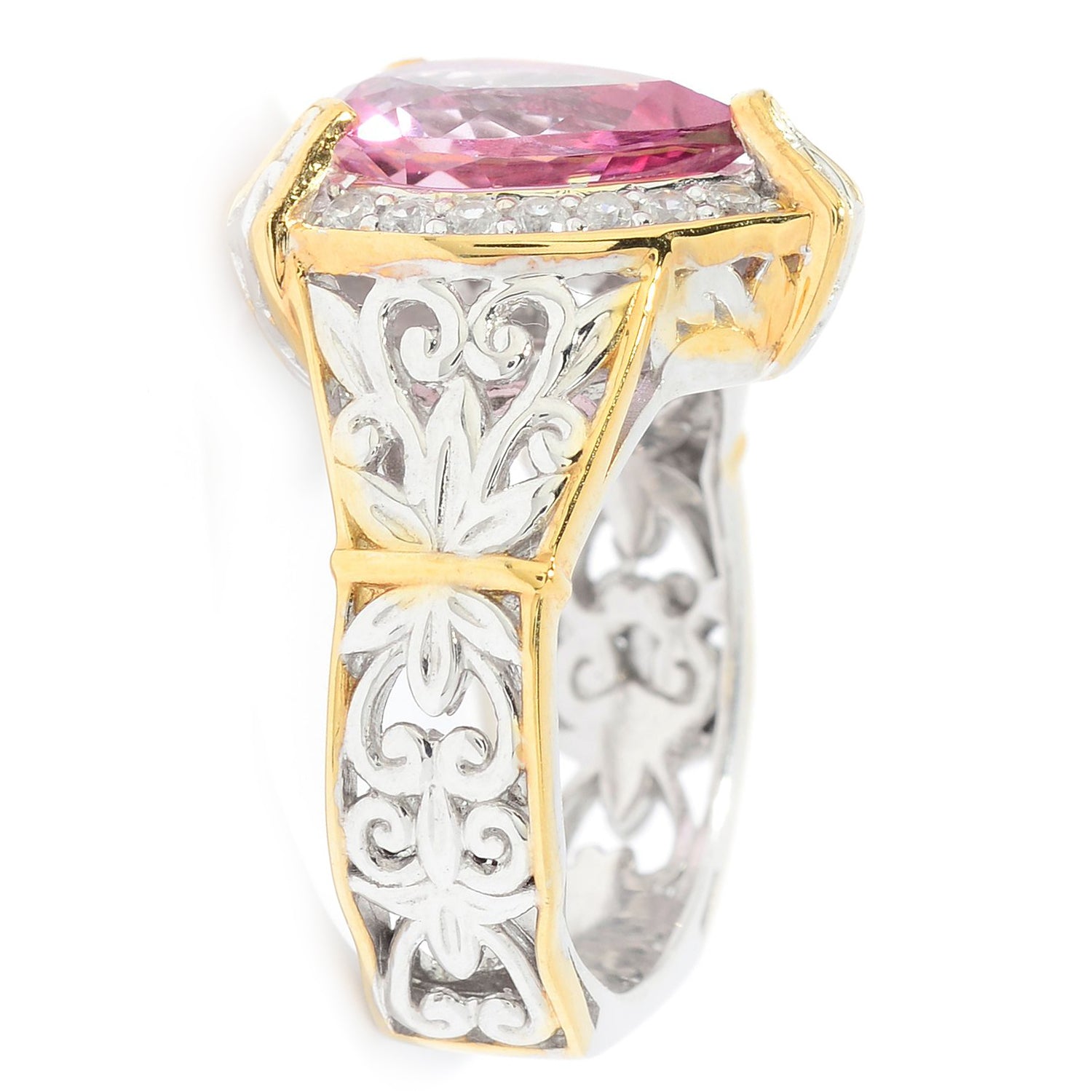 Gems en Vogue 3.94ctw Martha Rocha Pink Topaz & White Zircon Cluster Ring