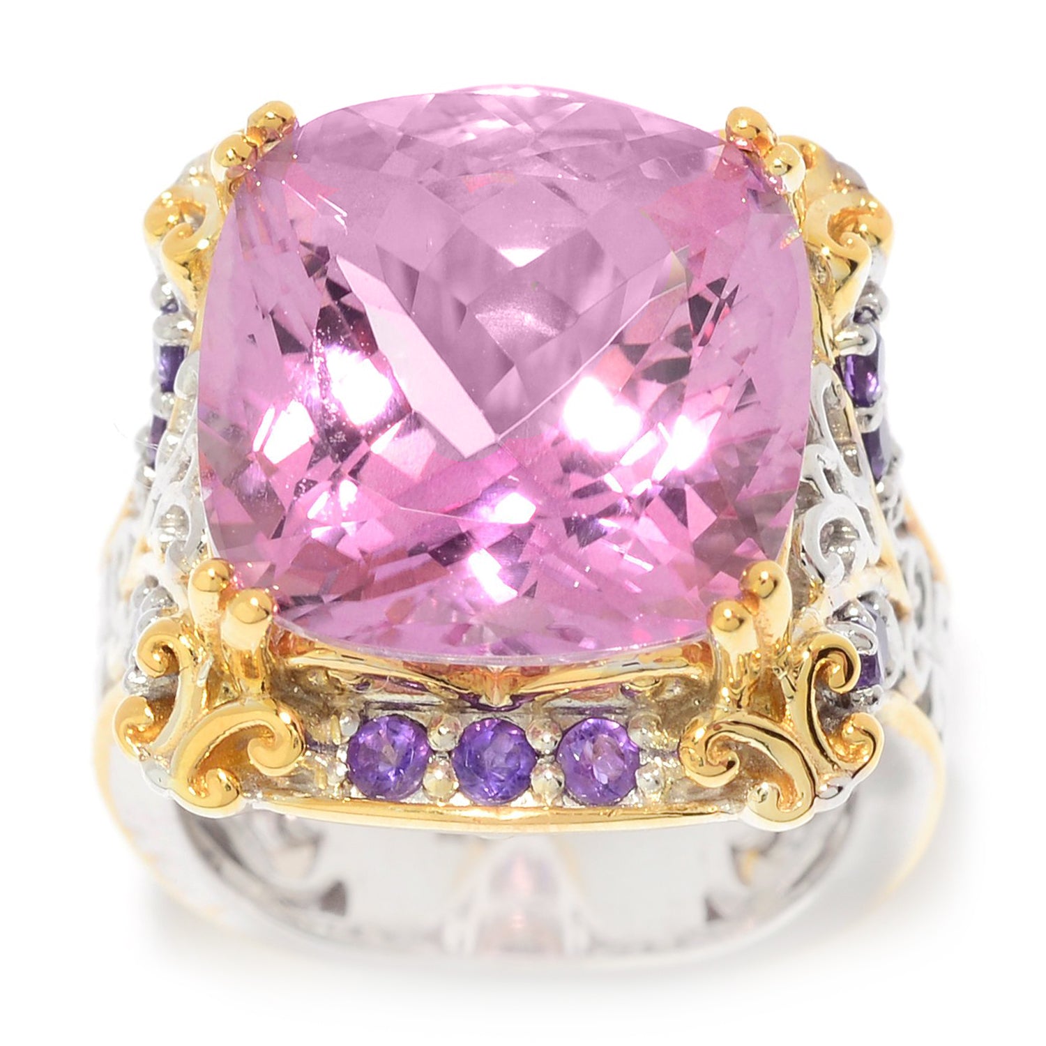 Gems en Vogue 14.54ctw Pink Topaz & African Amethyst Ring