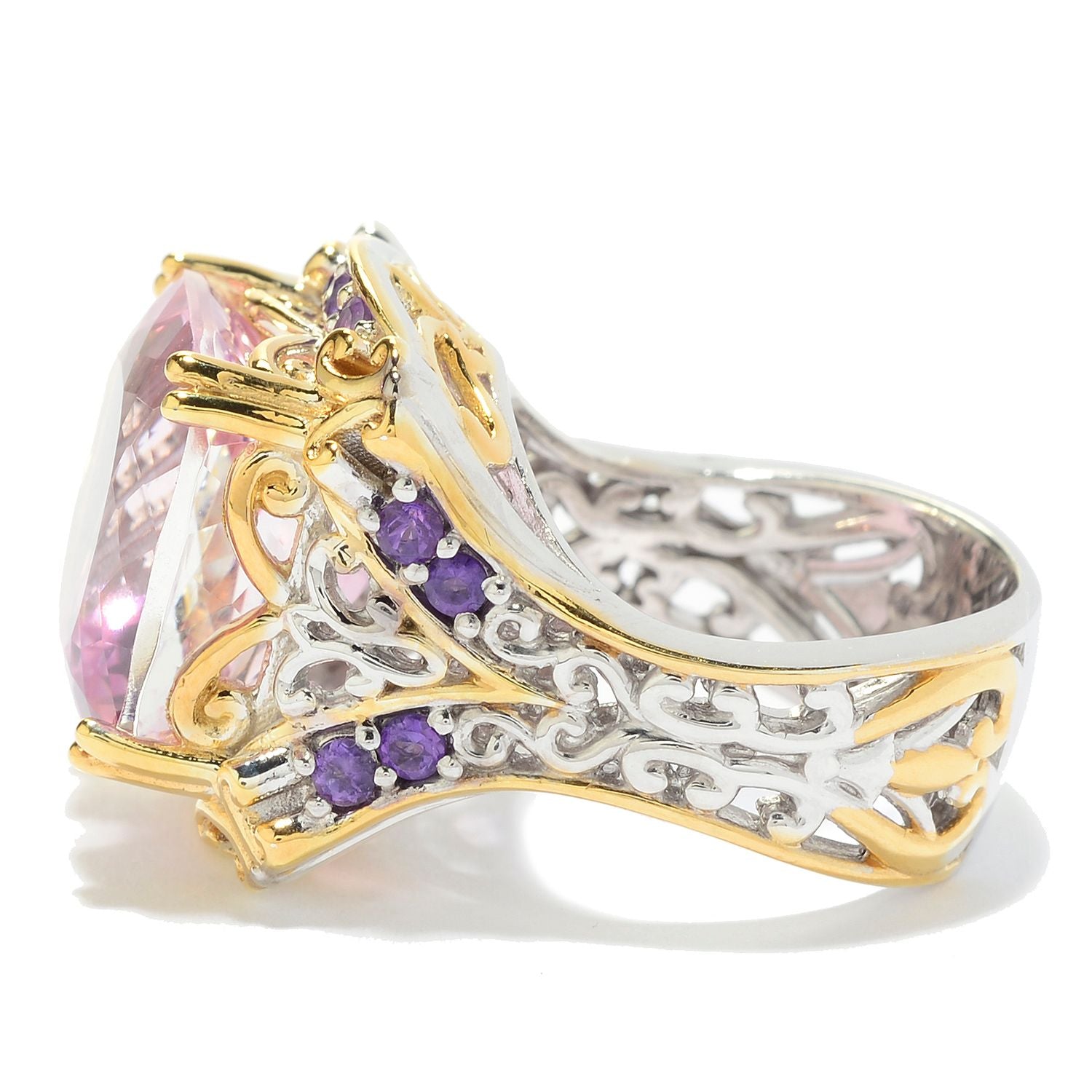 Gems en Vogue 14.54ctw Pink Topaz & African Amethyst Ring