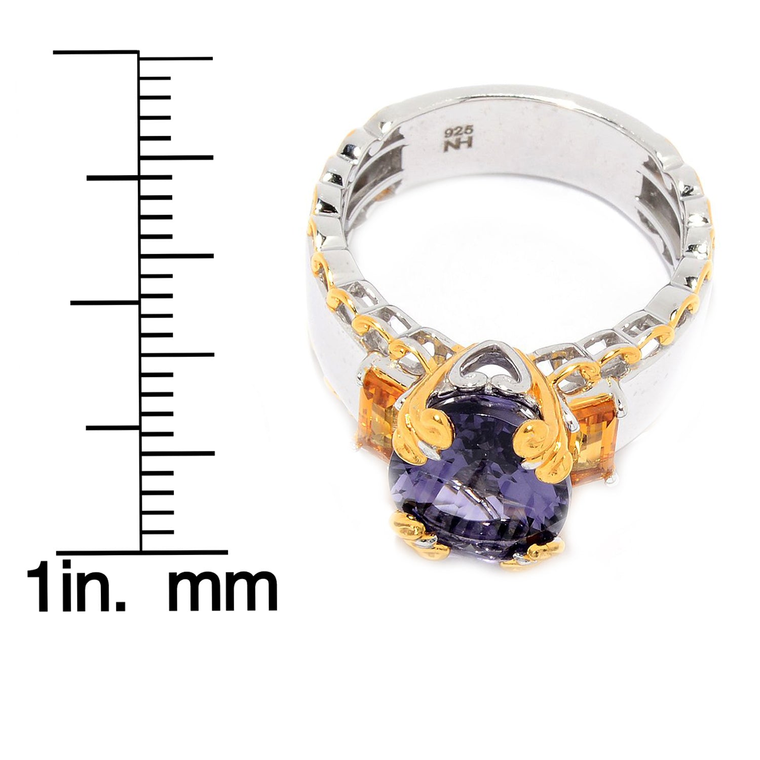 Gems en Vogue 3.60ctw Blue Amethyst & Gemstone Scalloped Ring