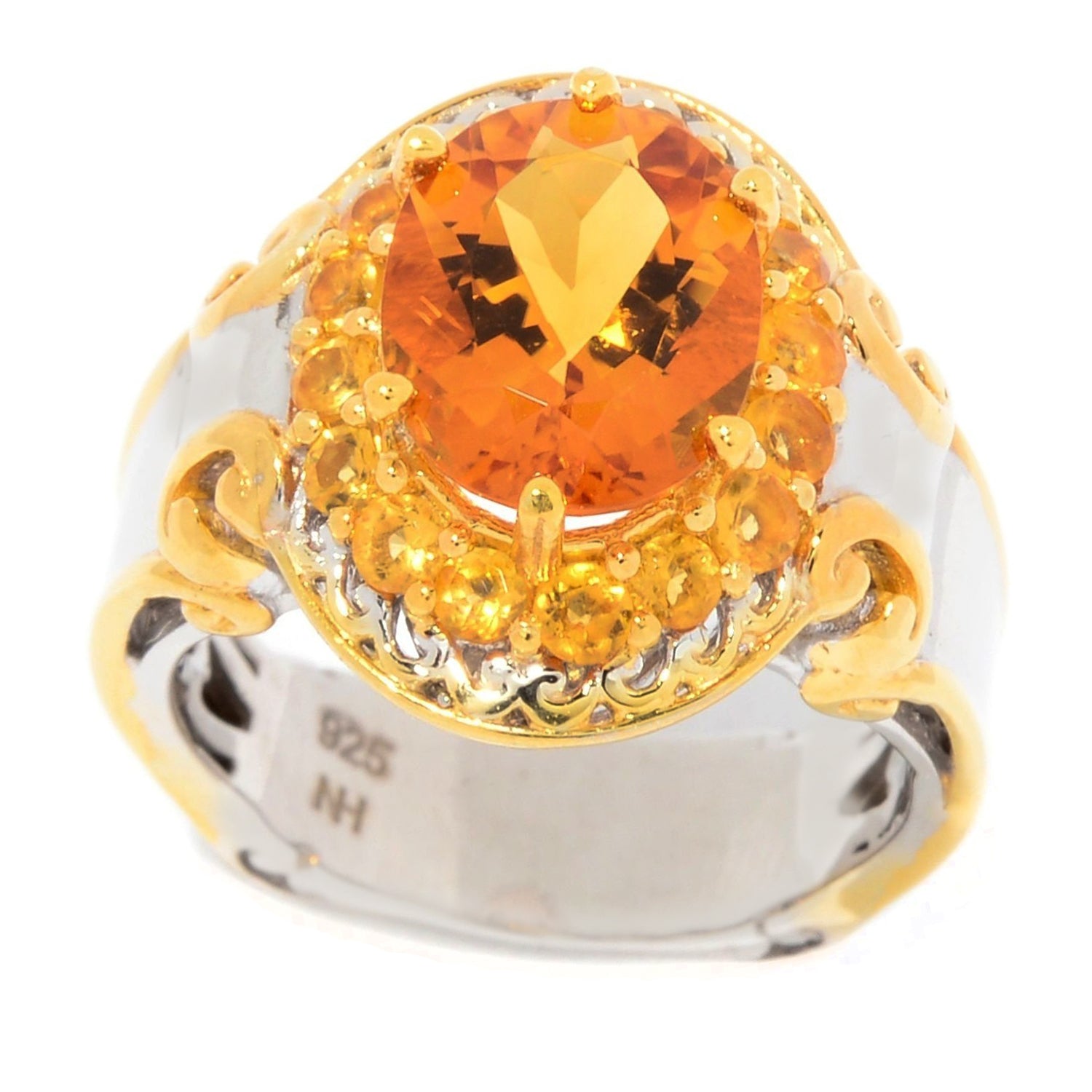 Gems en Vogue 3ctw Ametista Madeira & Golden Citrine Halo Ring