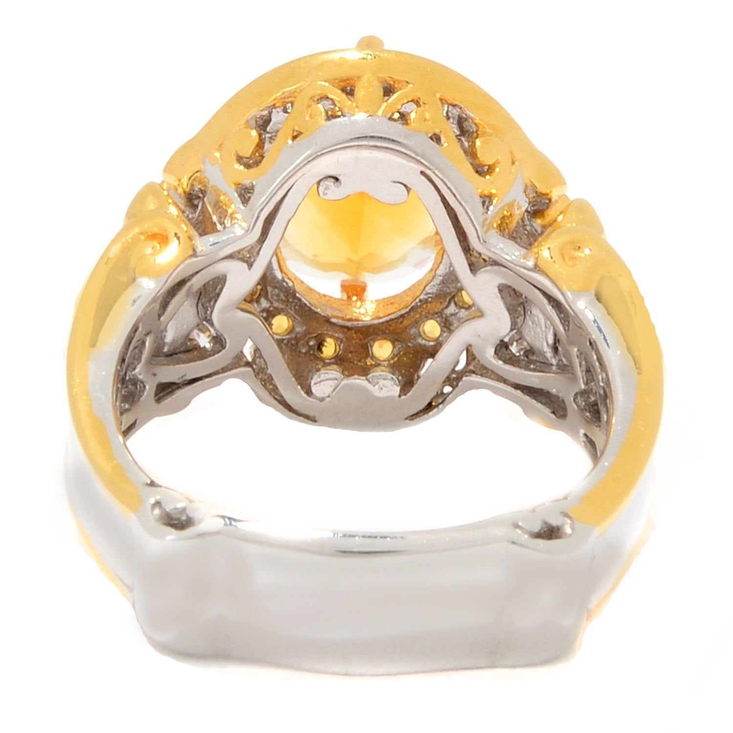 Gems en Vogue 3ctw Ametista Madeira & Golden Citrine Halo Ring