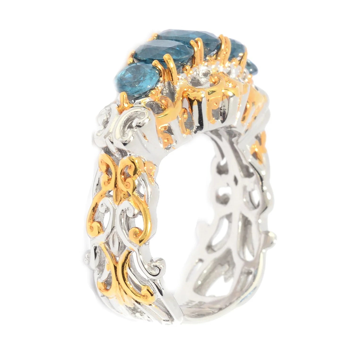 Gems en Vogue 2.70ctw Teal Kyanite Five Stone Ring