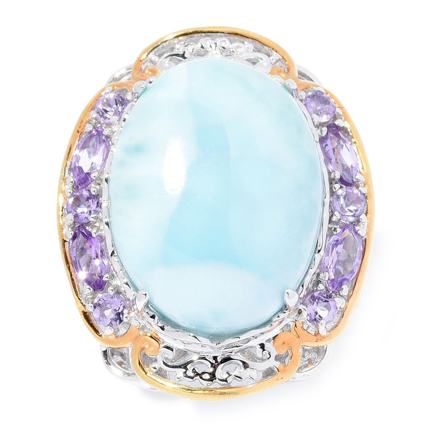 Gems en Vogue Larimar & Brazilian Amethyst Ring