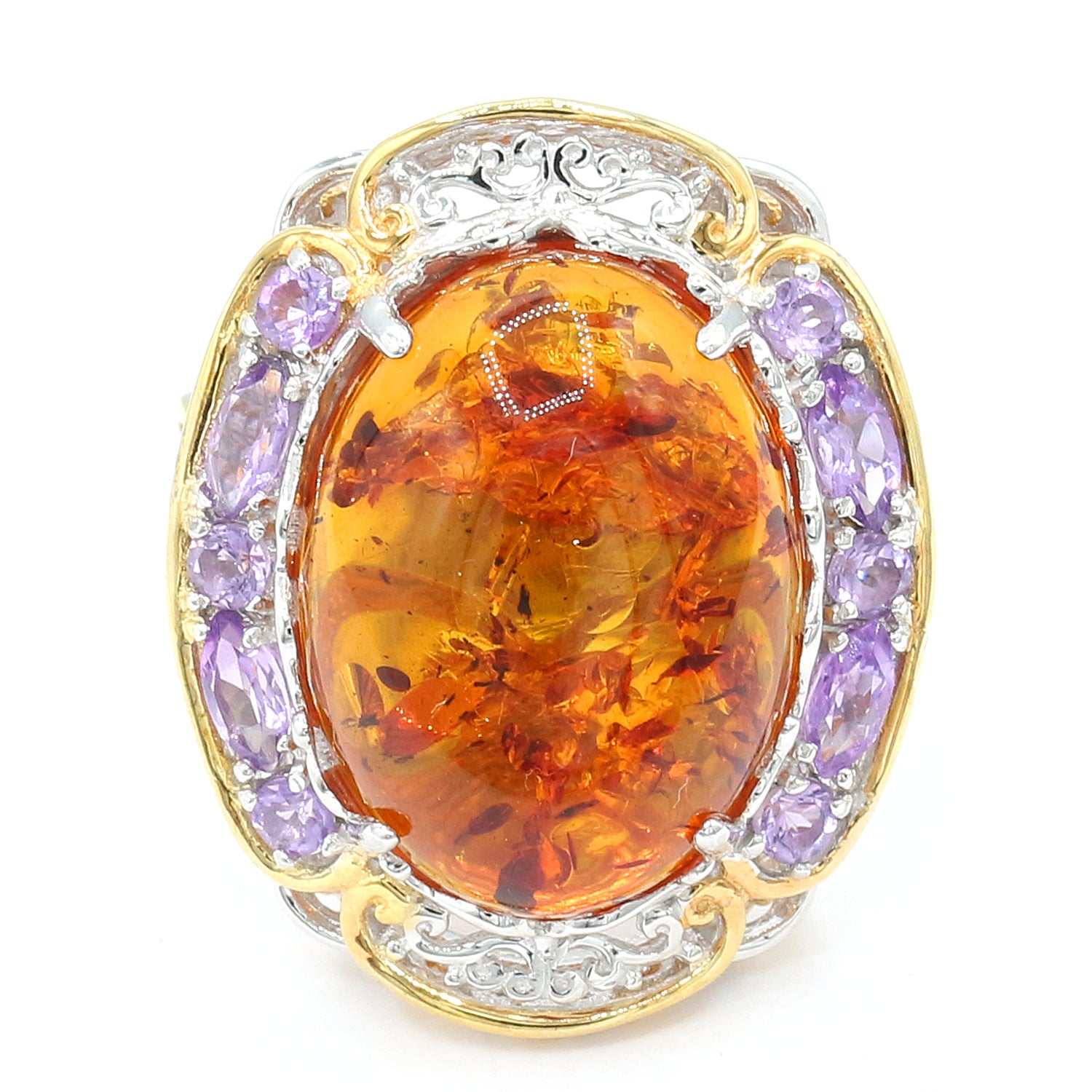 Gems en Vogue One-of-a-Kind Amber & Brazilian Amethyst Ring