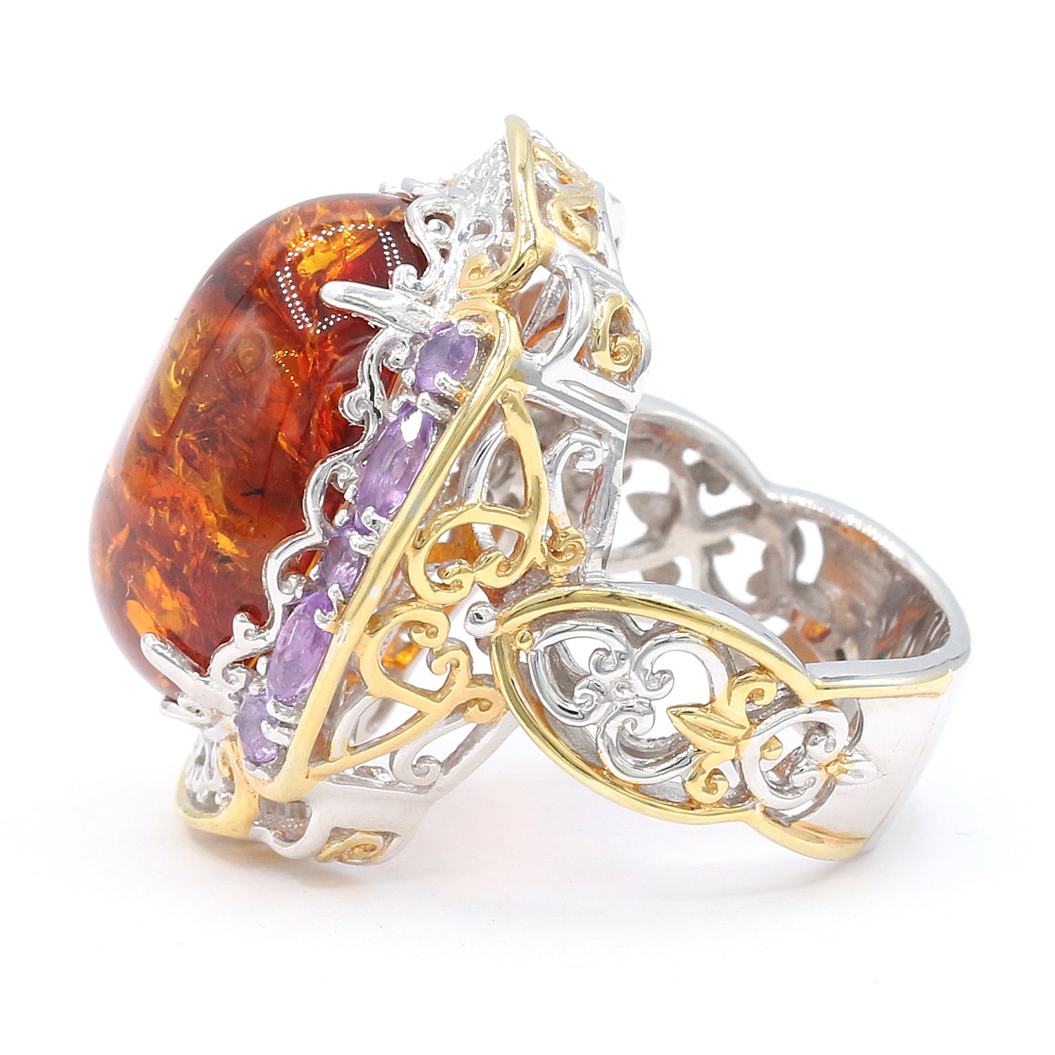 Gems en Vogue One-of-a-Kind Amber & Brazilian Amethyst Ring