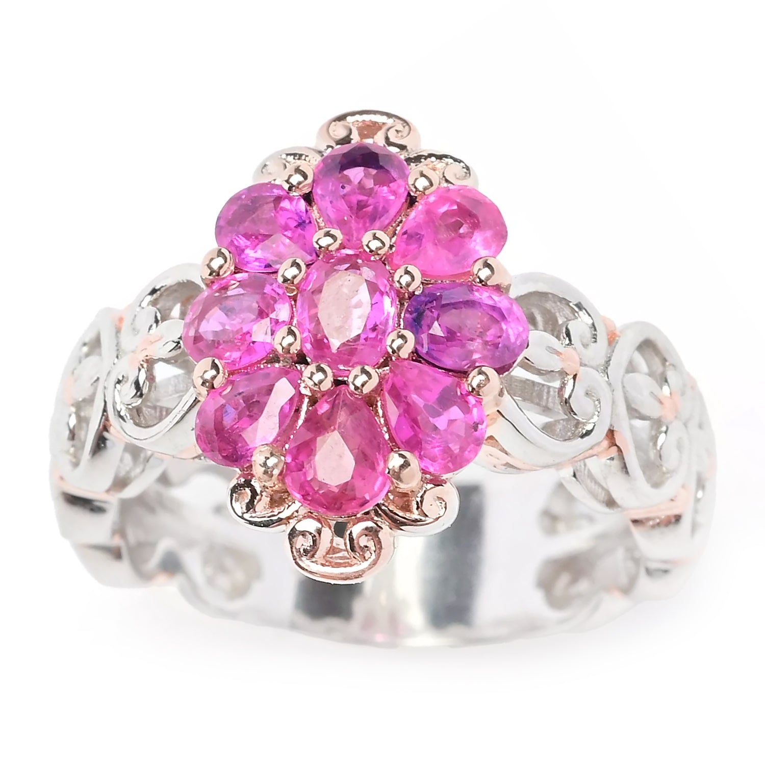 Gems en Vogue 1.62ctw Tanzanian Ruby Cluster Ring