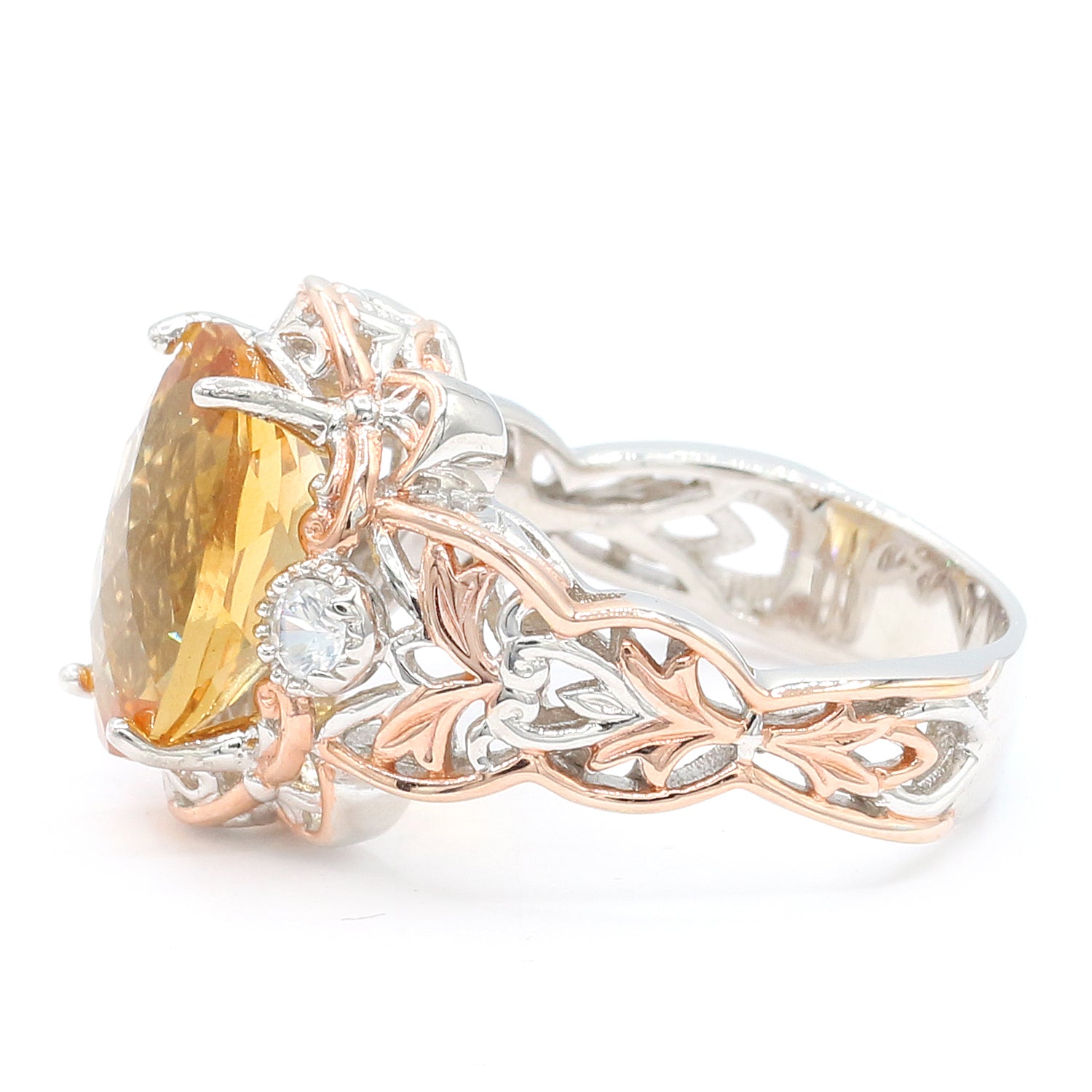 Gems en Vogue 5.85ctw Yellow Citrine & White Zircon Ring