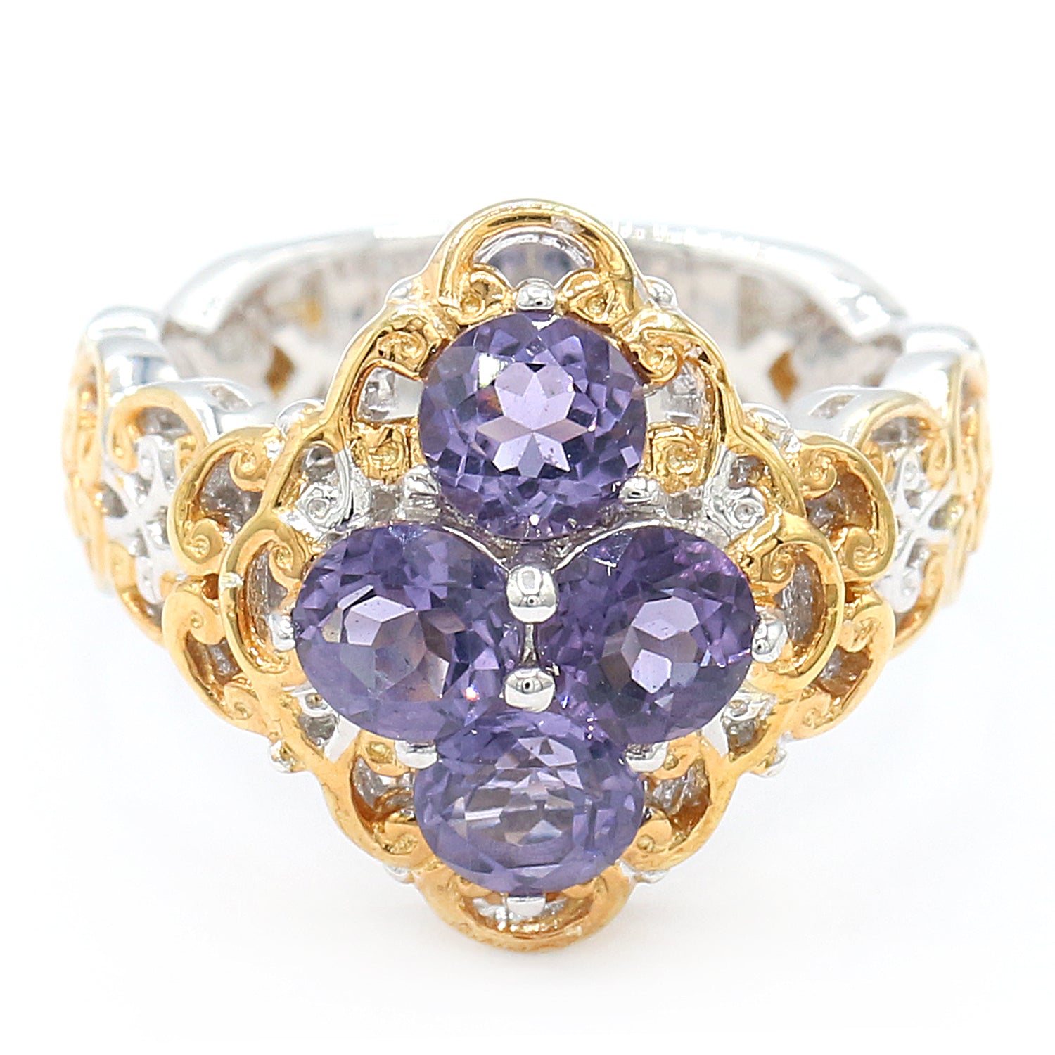 Gems en Vogue 1.92ctw Blue Amethyst Cluster Ring