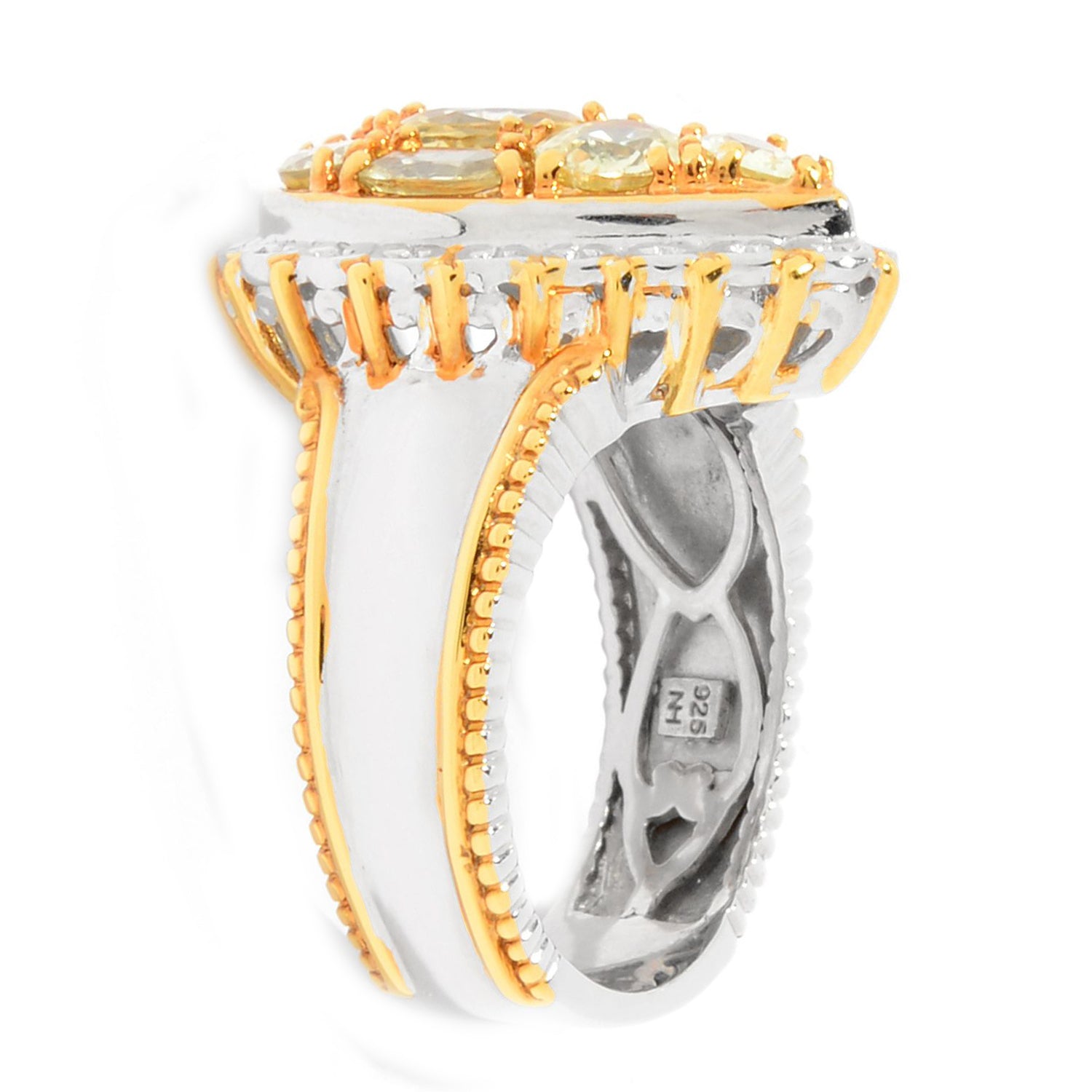 Gems en Vogue 2.87ctw Champagne Sapphire Cluster Ring