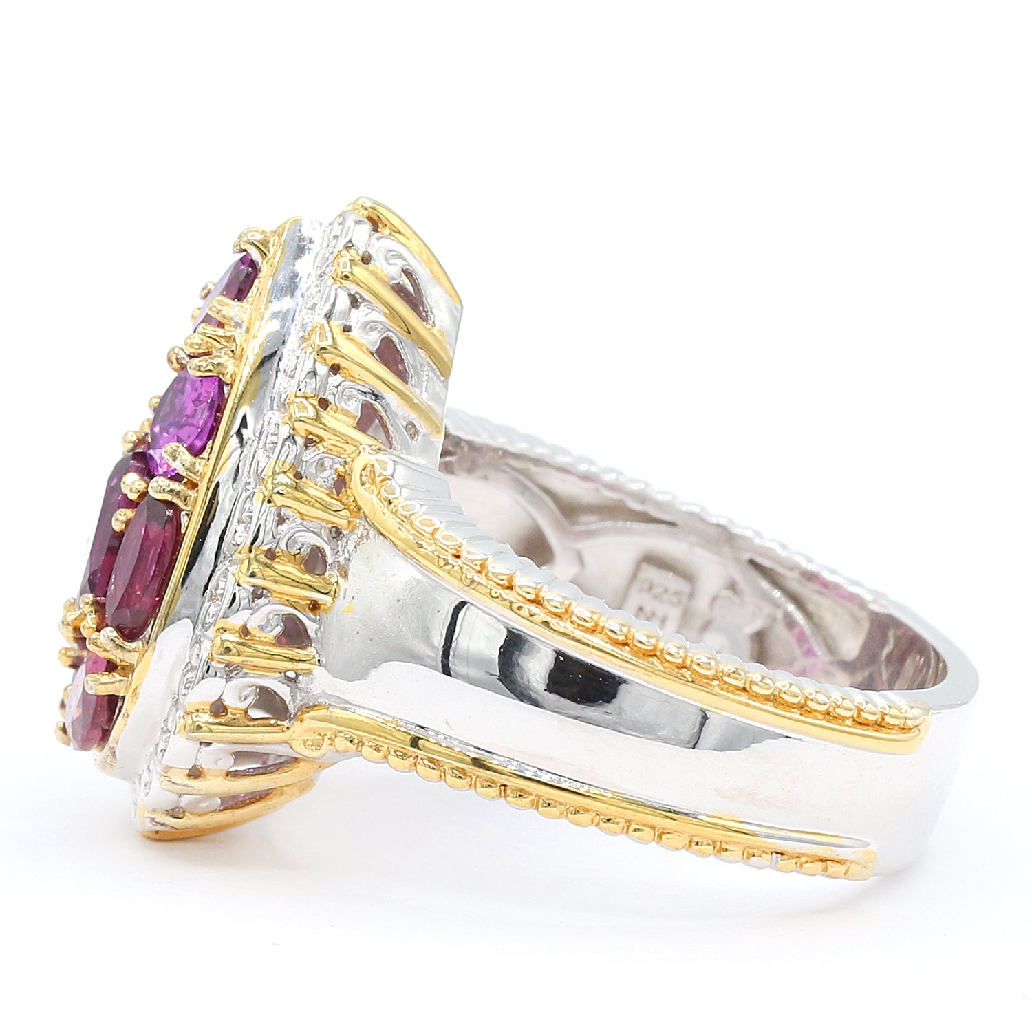 Gems en Vogue 2.87ctw Color Change Purple Garnet Pear Cluster Ring