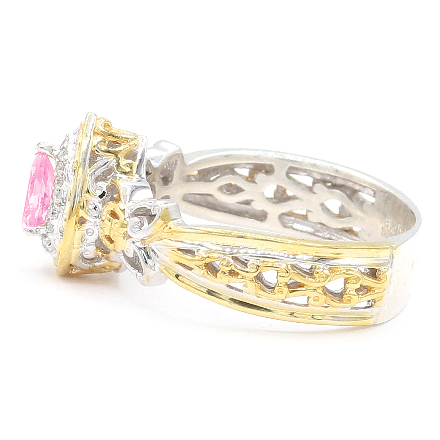 Gems en Vogue 0.92ctw Pink Spinel & White Zircon Halo Ring