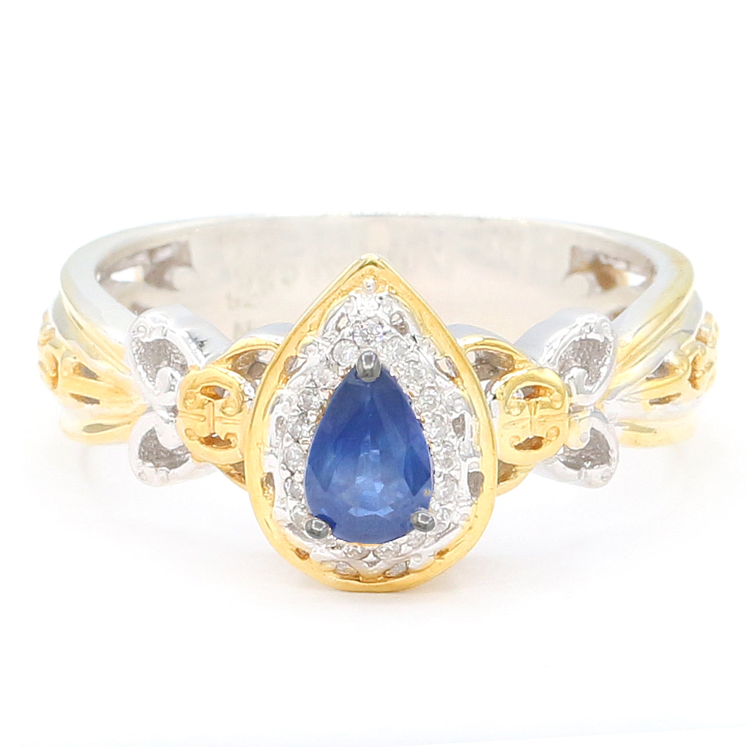 Gems en Vogue 0.49ctw Royal Blue Sapphire & Diamond Ring