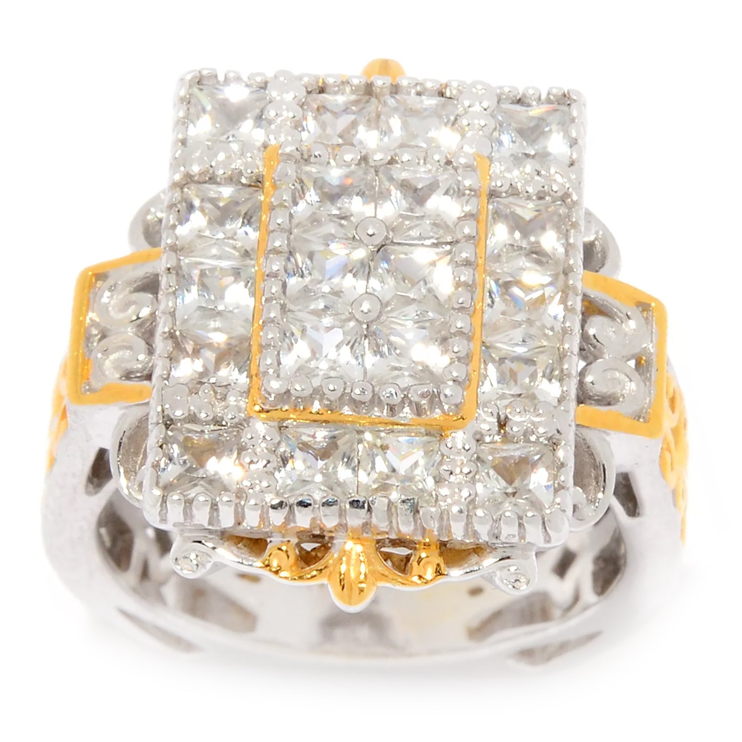 Gems en Vogue 3.00ctw Princess Cut White Zircon Ring