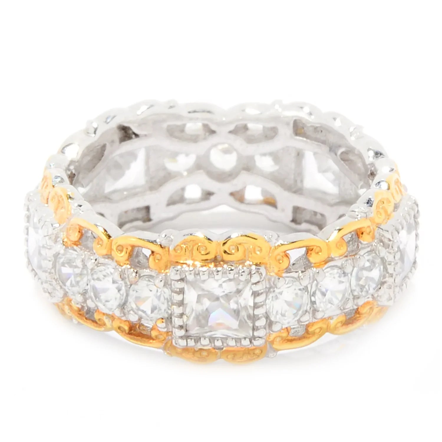 Gems en Vogue 3.39ctw Princess Cut White Zircon Band Eternity Ring