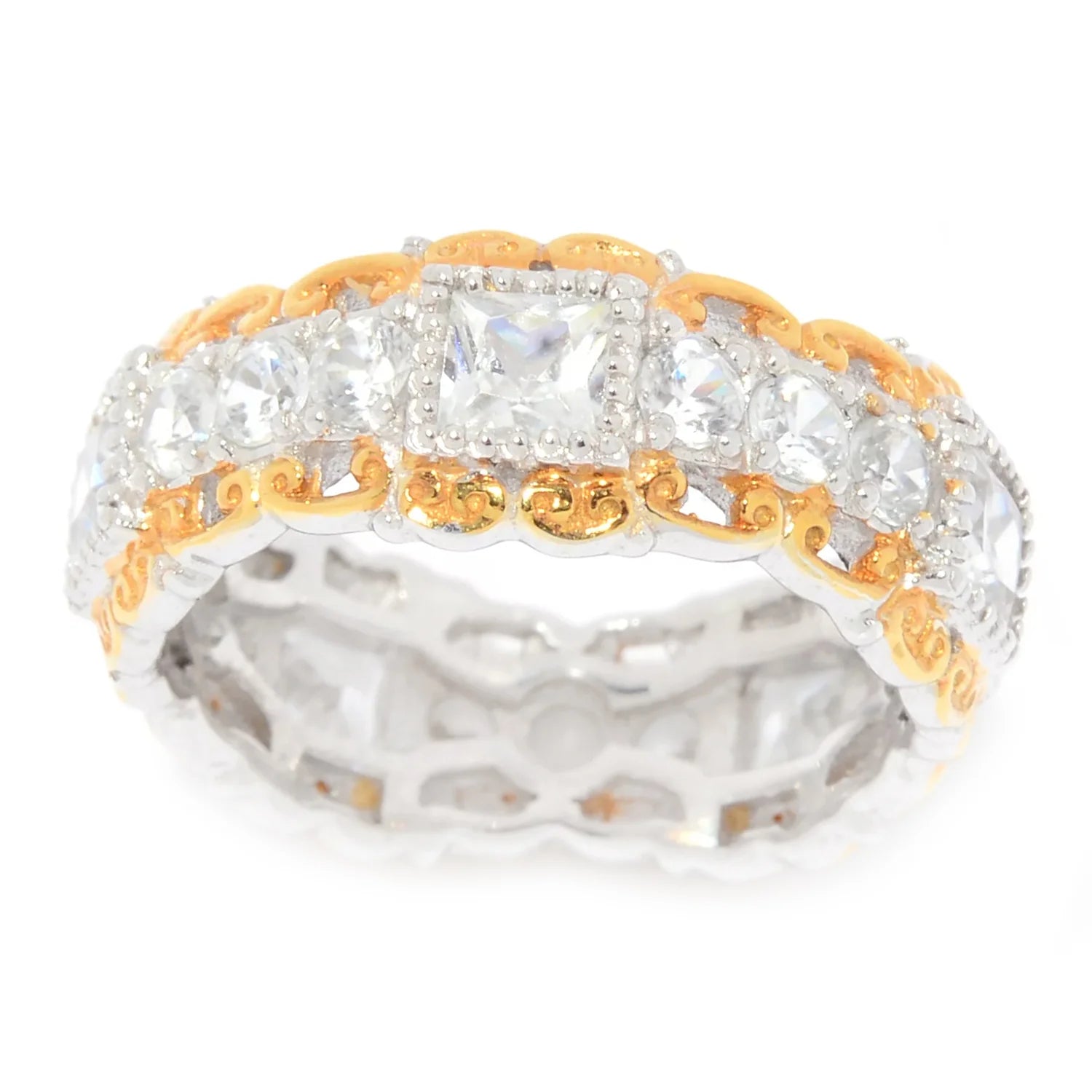 Gems en Vogue 3.39ctw Princess Cut White Zircon Band Eternity Ring