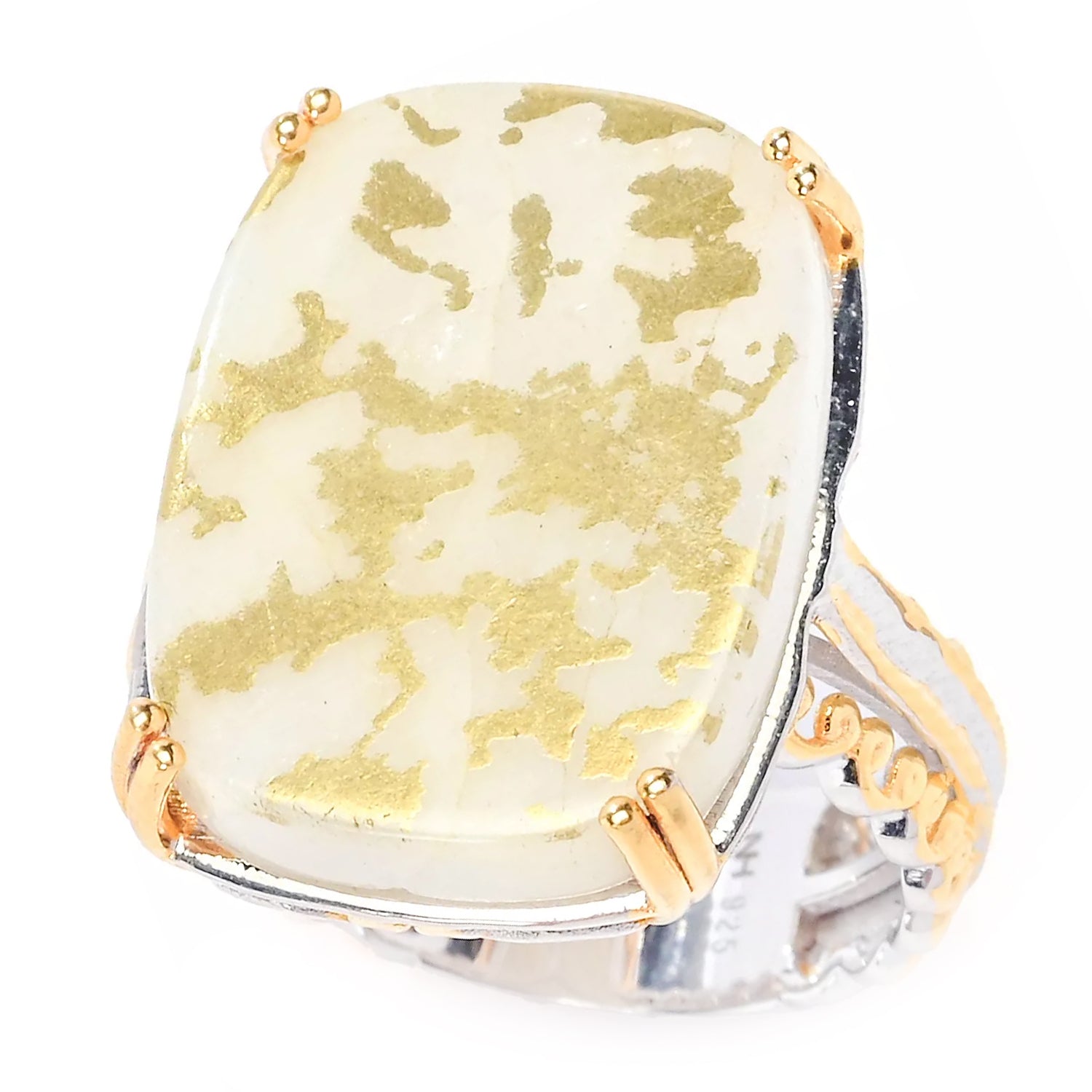 Gems en Vogue Cushion Shape White Goldenite Ring