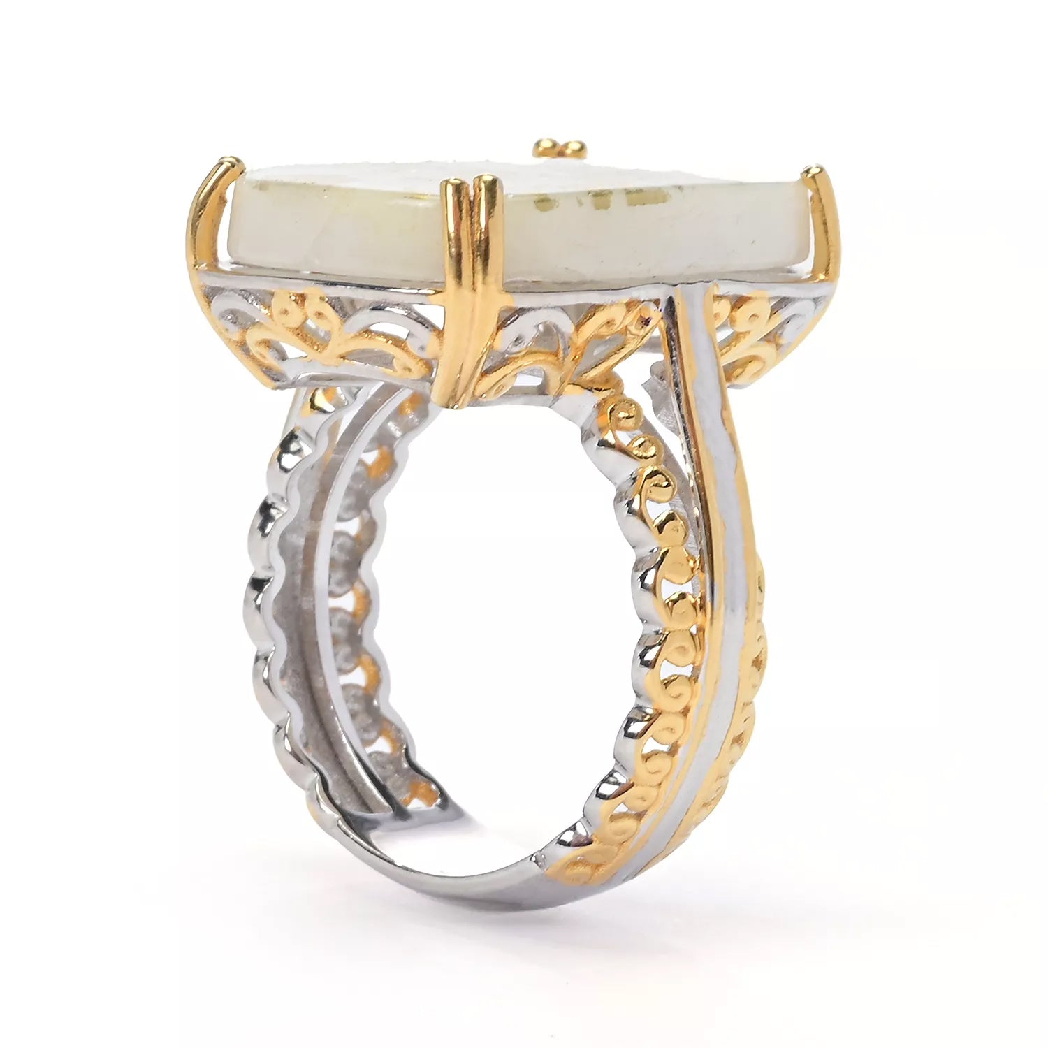 Gems en Vogue Cushion Shape White Goldenite Ring