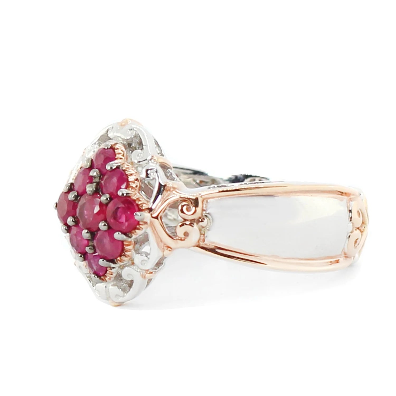 Gems en Vogue 0.7ctw Burmese Ruby Engraved Cocktail Ring