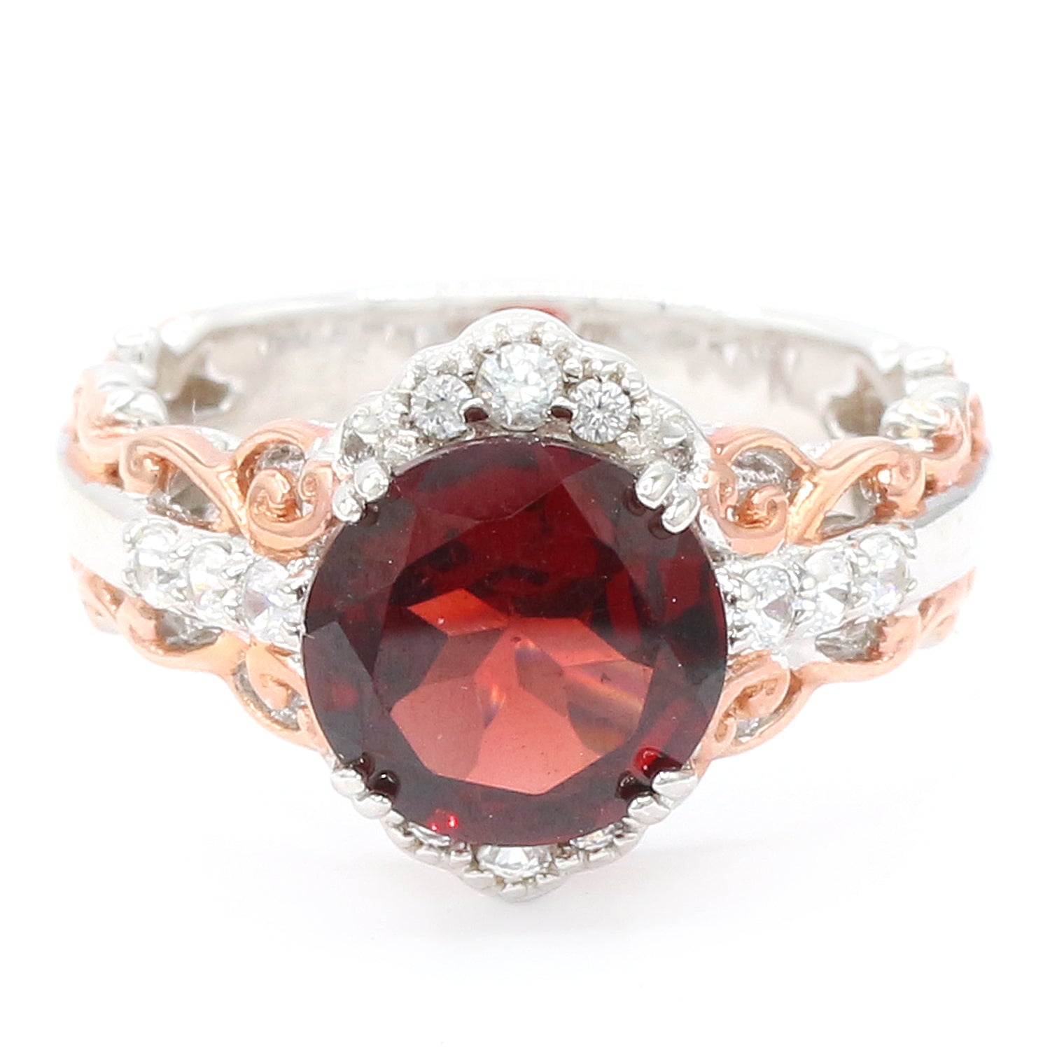 Gems en Vogue 4.69ctw Garnet & White Zircon Ring