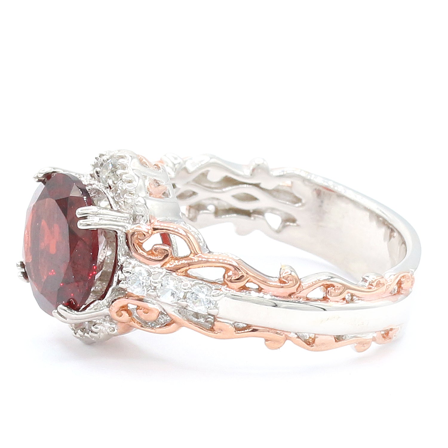 Gems en Vogue 4.69ctw Garnet & White Zircon Ring