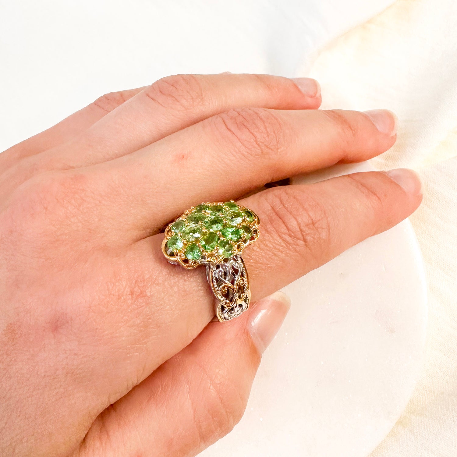 Gems en Vogue 2.06ctw Mint Tsavorite Cluster Ring