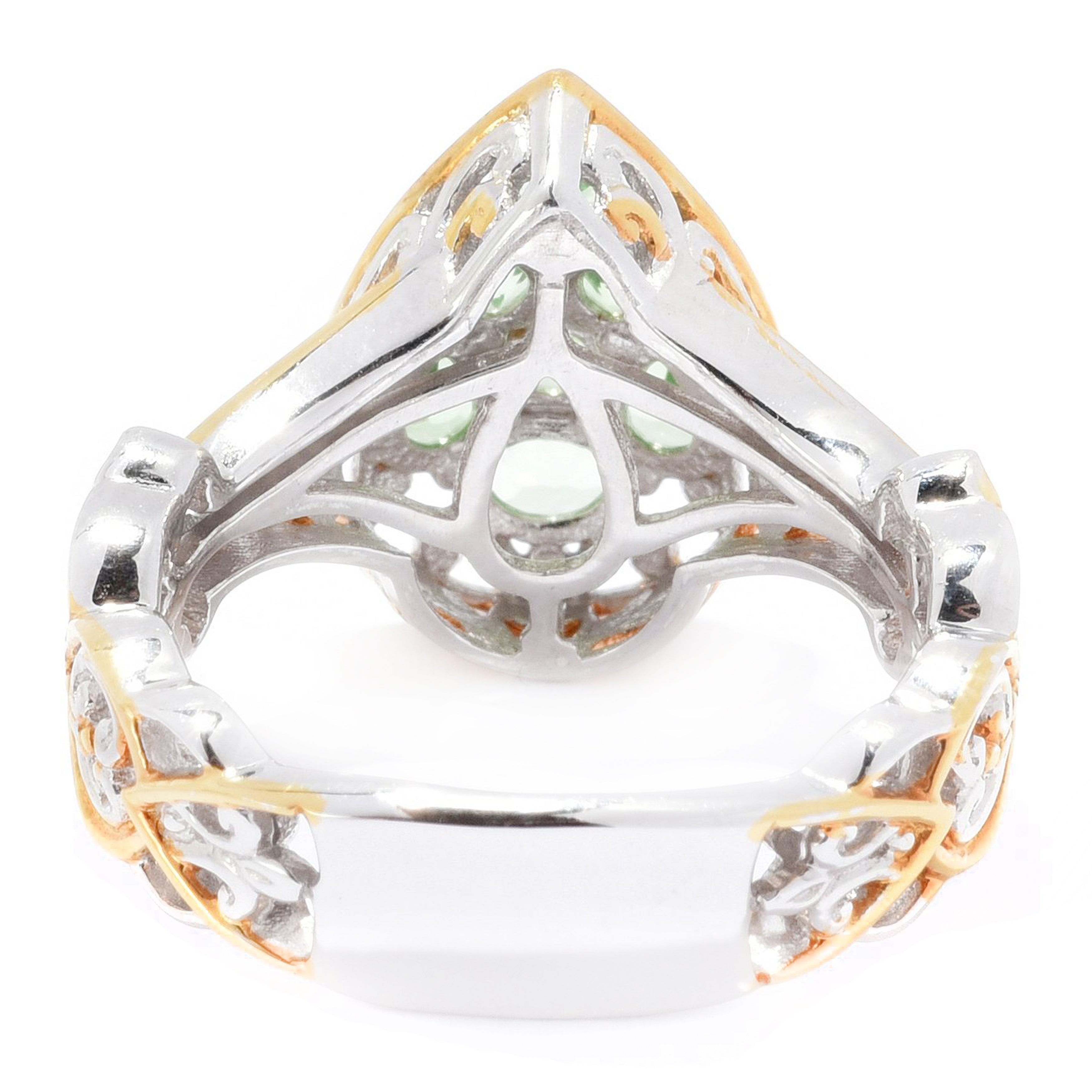 Gems en Vogue 0.99ctw Mint Tsavorite Pear Cluster Ring