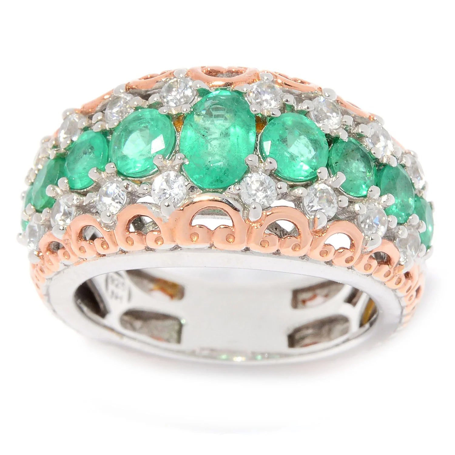 Gems en Vogue 2.44ctw Belmont Emerald & White Zircon Ring