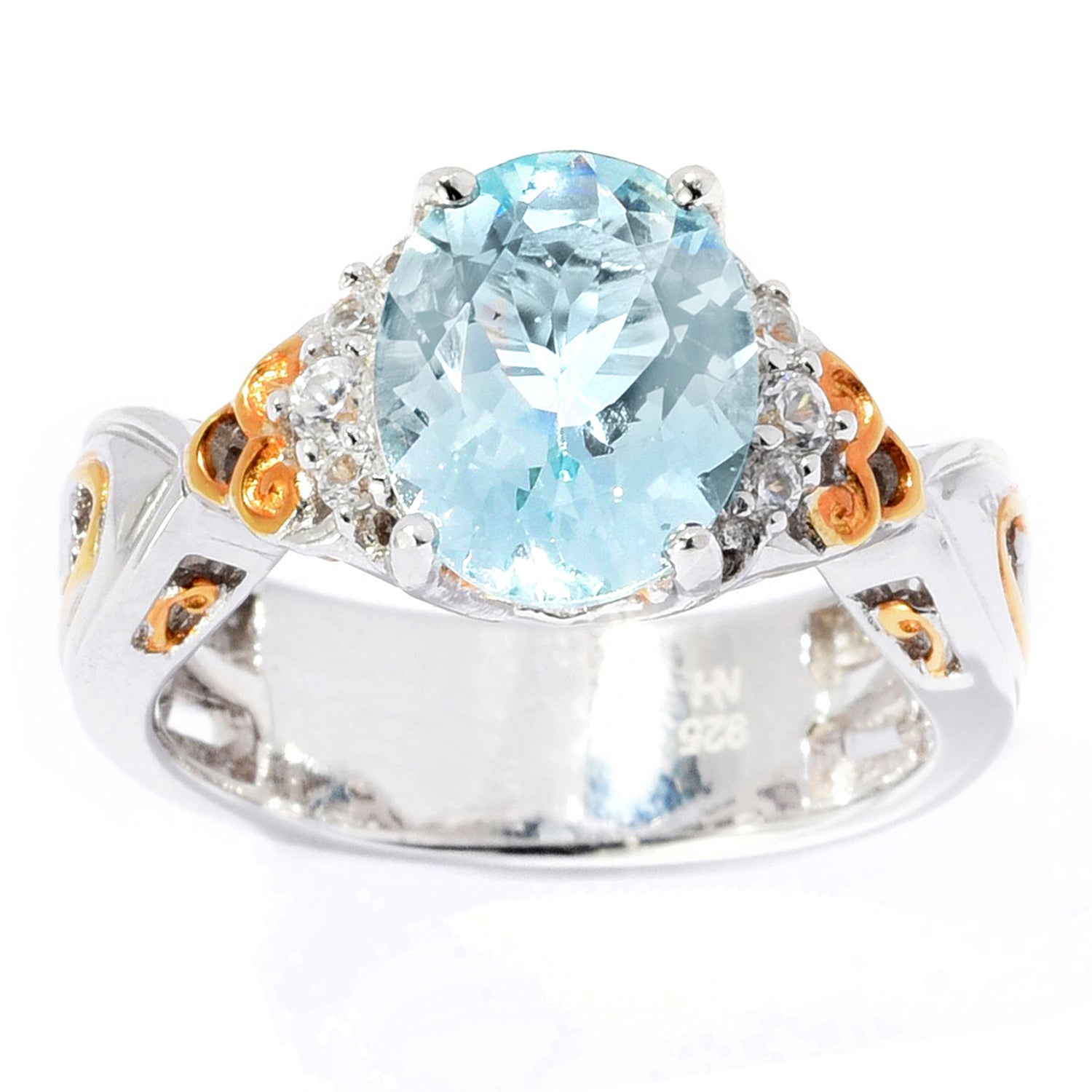 Gems en Vogue 2.63ctw Aquamarine & White Zircon Ring