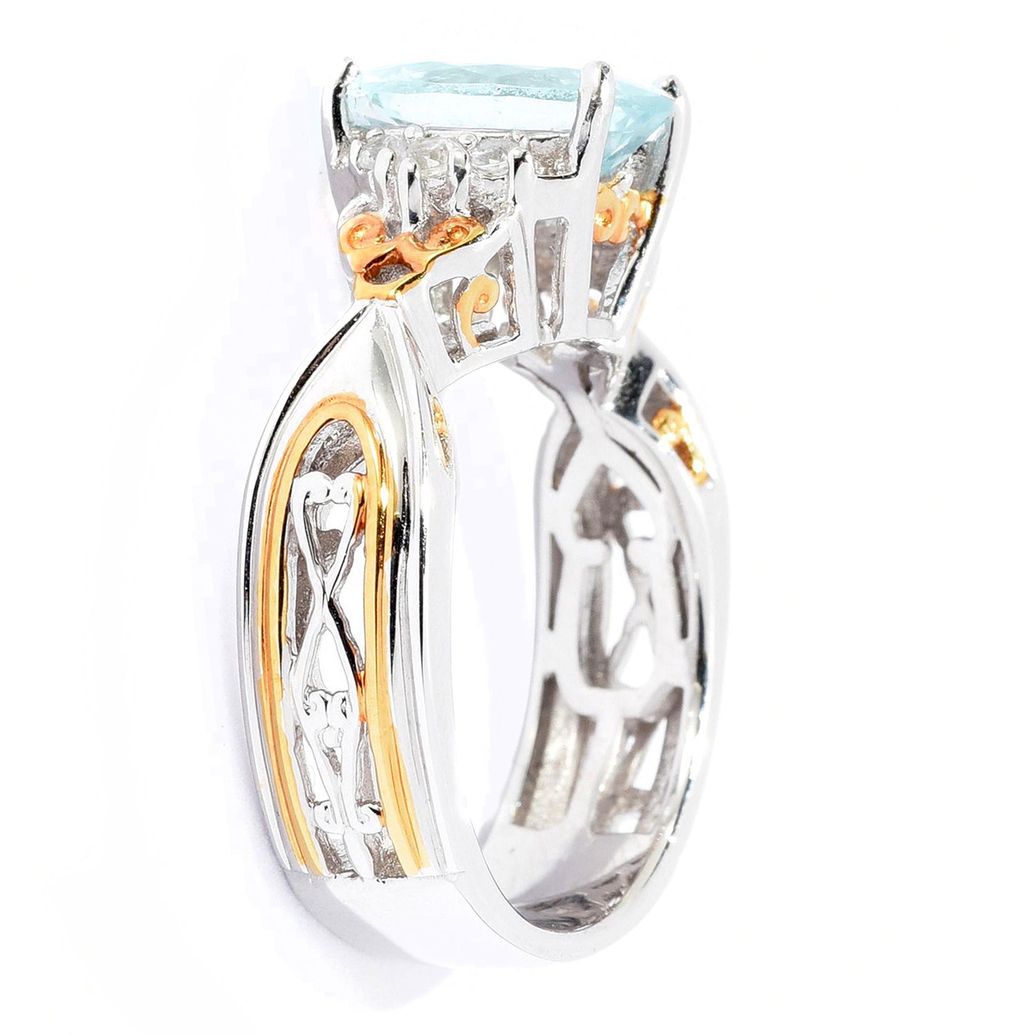 Gems en Vogue 2.63ctw Aquamarine & White Zircon Ring