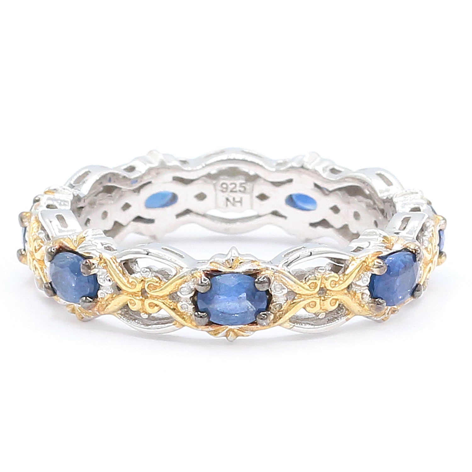 Gems en Vogue September Birthstone 1.35ctw Blue Sapphire Stacking Eternity Ring