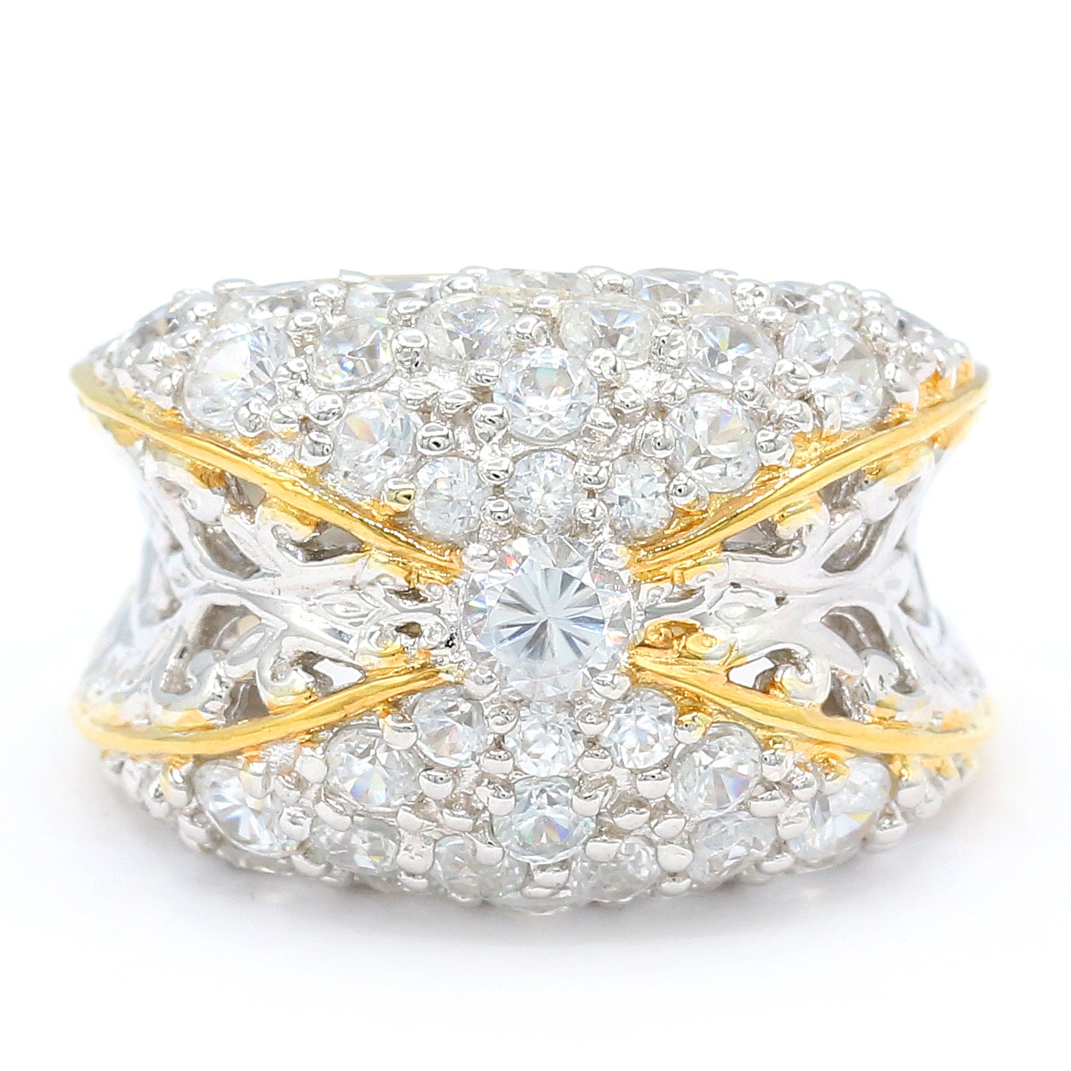 Gems en Vogue 5.32ctw White Zircon Pave Cluster Ring