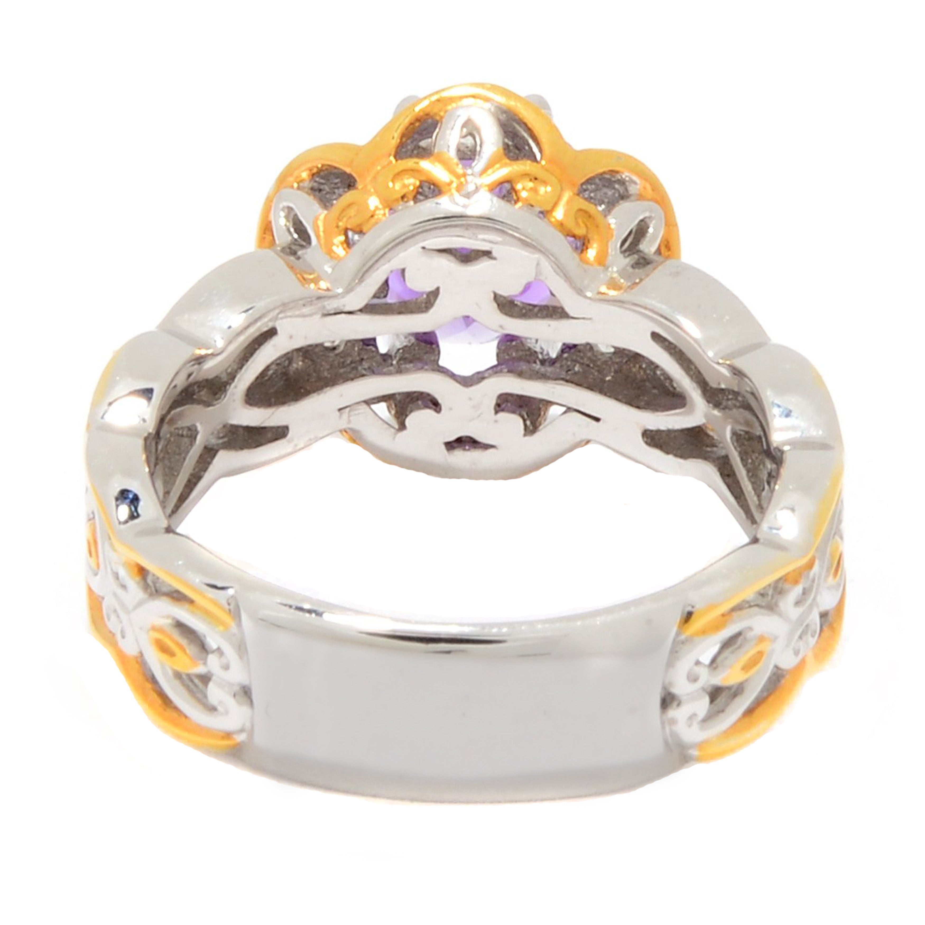 Gems en Vogue 1.98ctw Ametista do Sul Amethyst & White Zircon Halo Ring