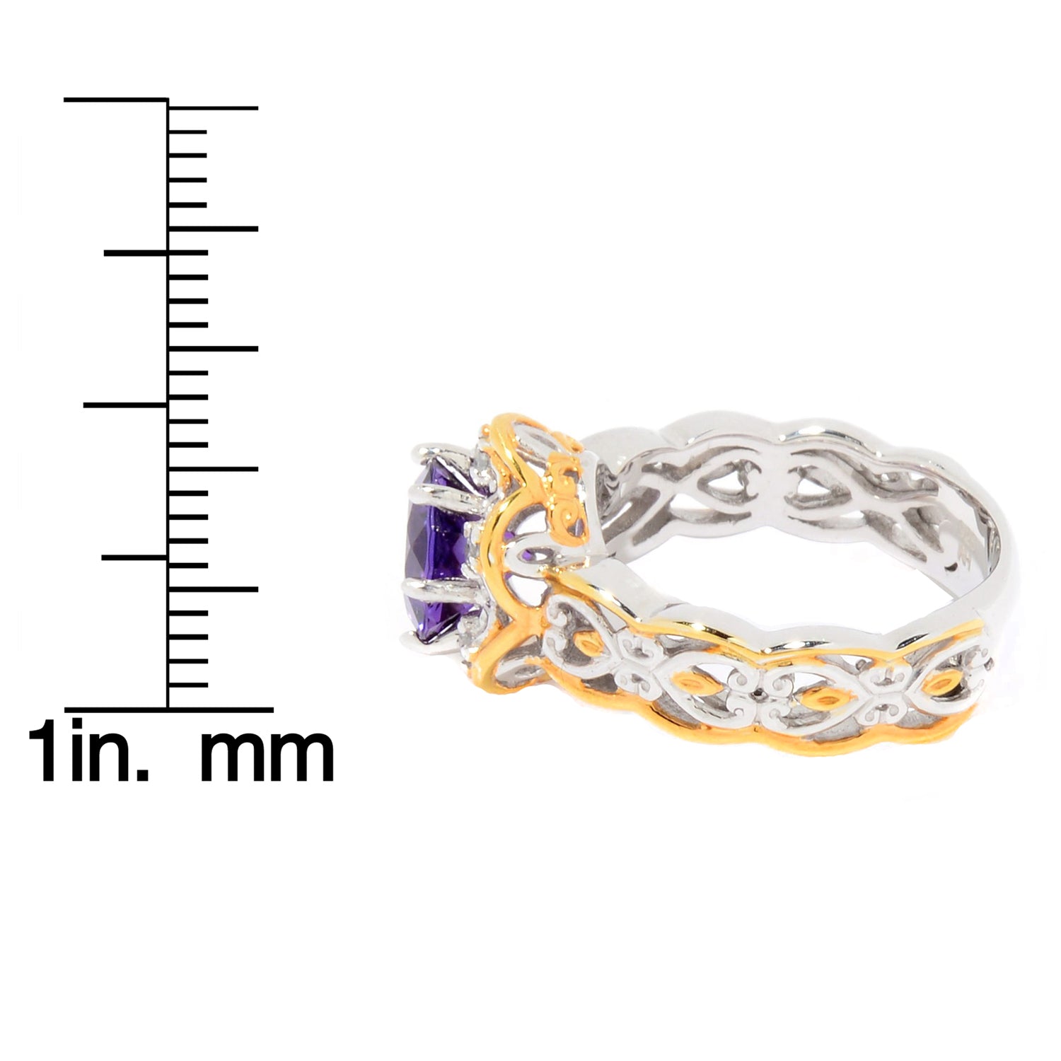 Gems en Vogue 1.98ctw Ametista do Sul Amethyst & White Zircon Halo Ring