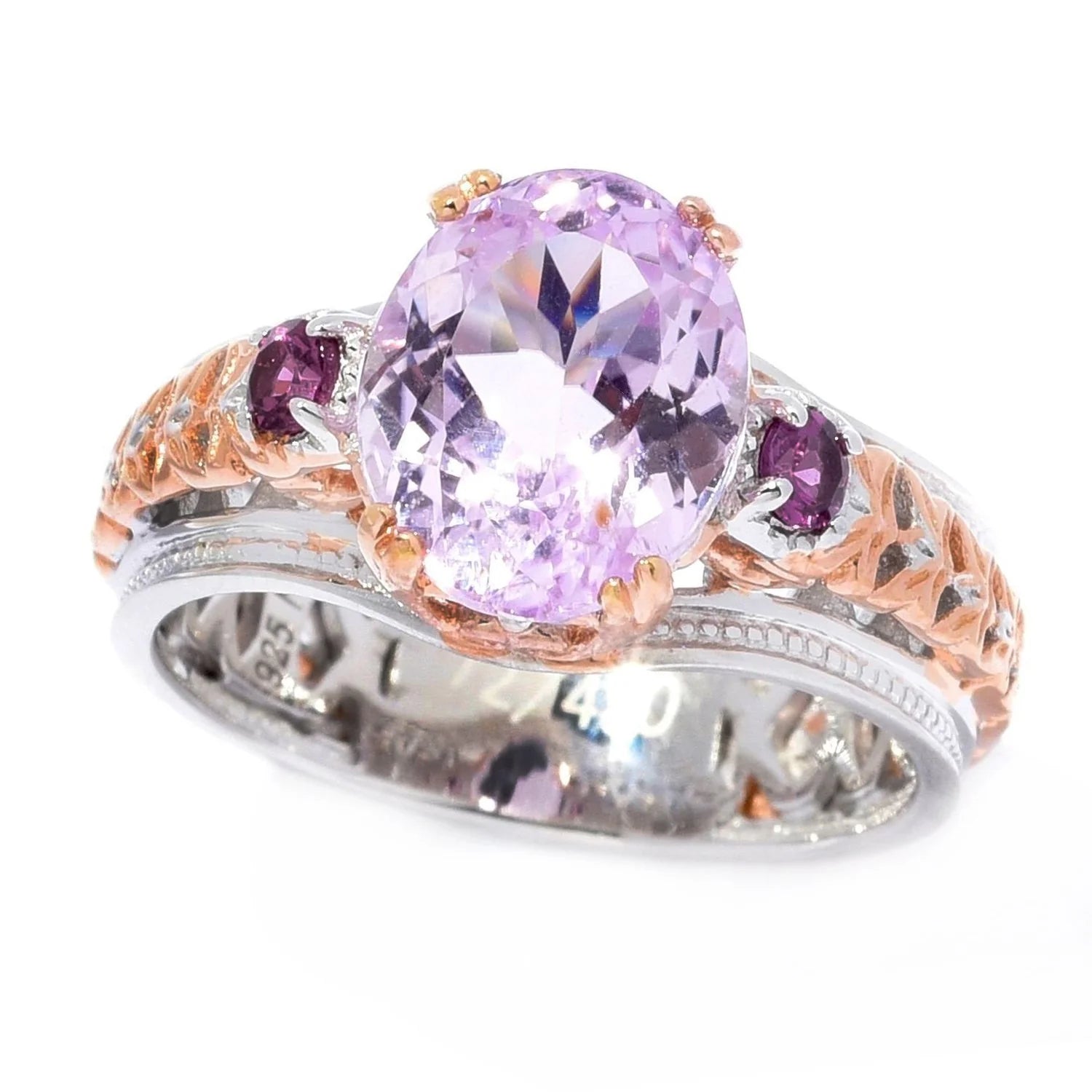 Gems en Vogue 2.45ctw Kunzite & Rhodolite Garnet Cocktail Ring