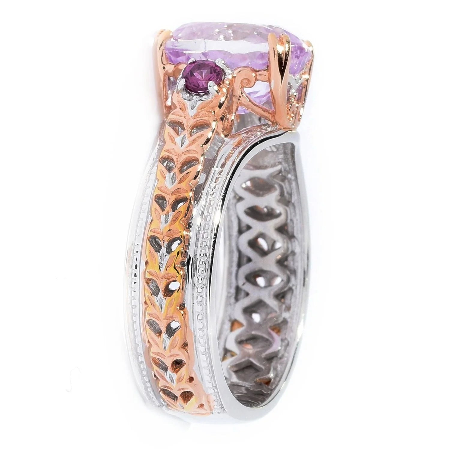 Gems en Vogue 2.45ctw Kunzite & Rhodolite Garnet Cocktail Ring