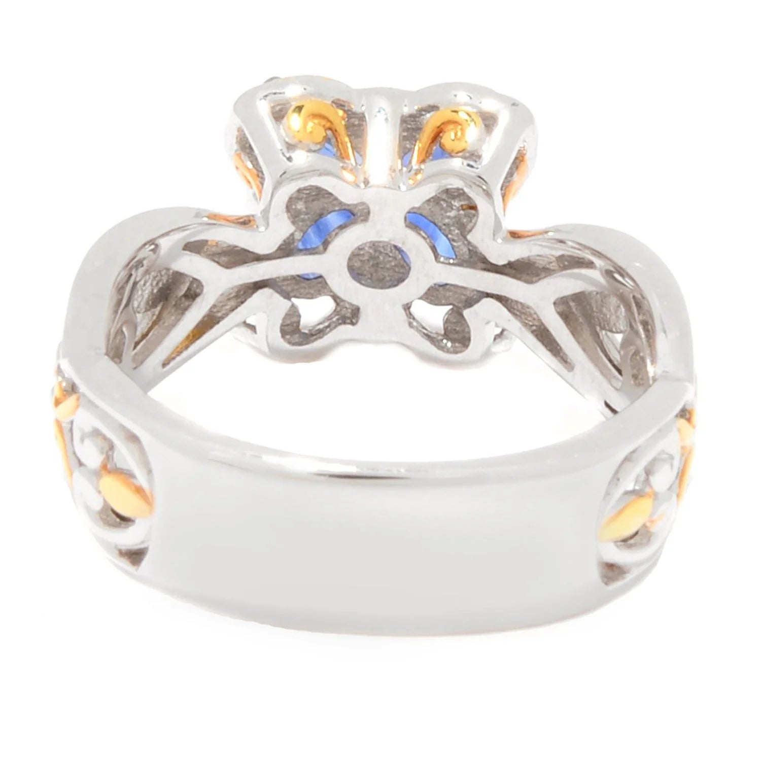 Gems en Vogue 0.97ctw Royal Blue Sapphire 5-Stone Quatrefoil Ring