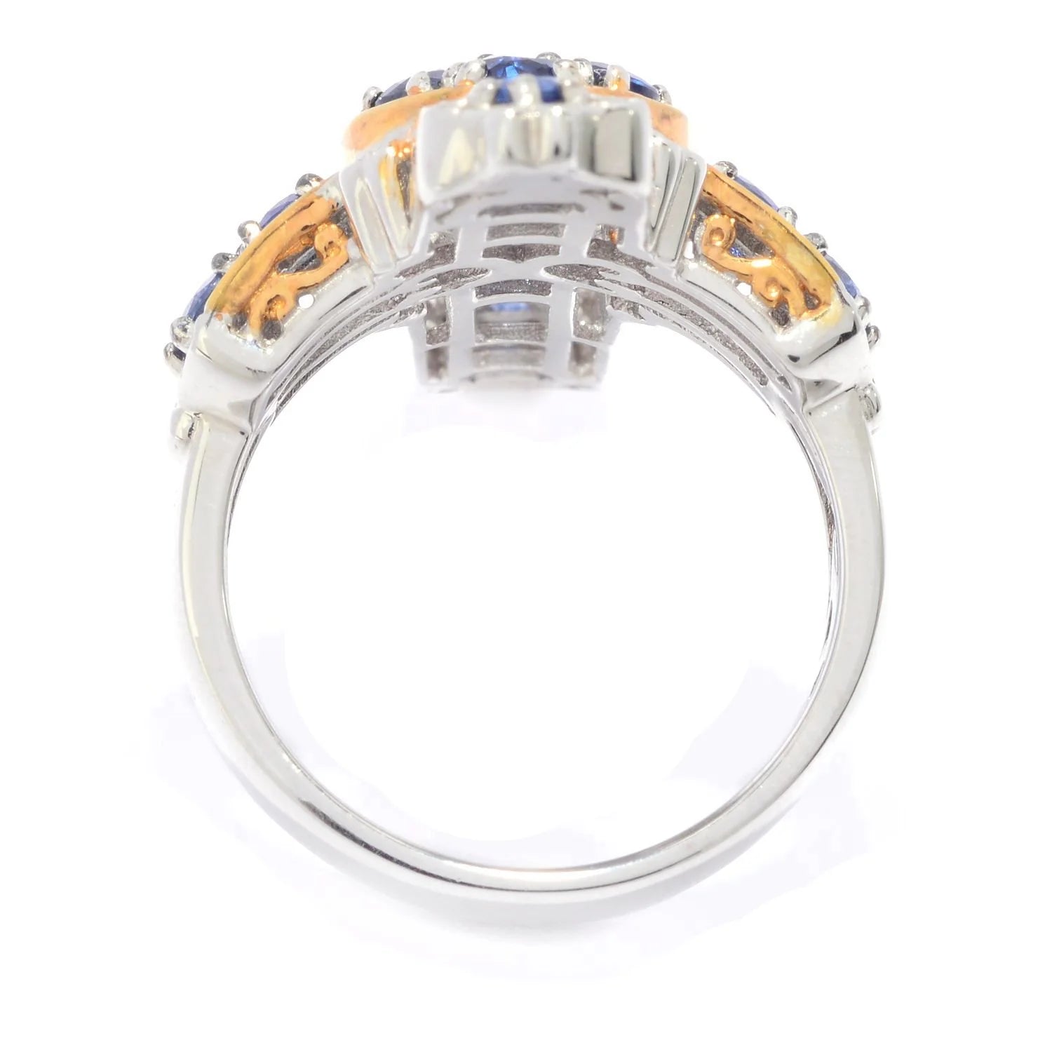 Gems en Vogue 2.65ctw Royal Blue Sapphire Cross Ring