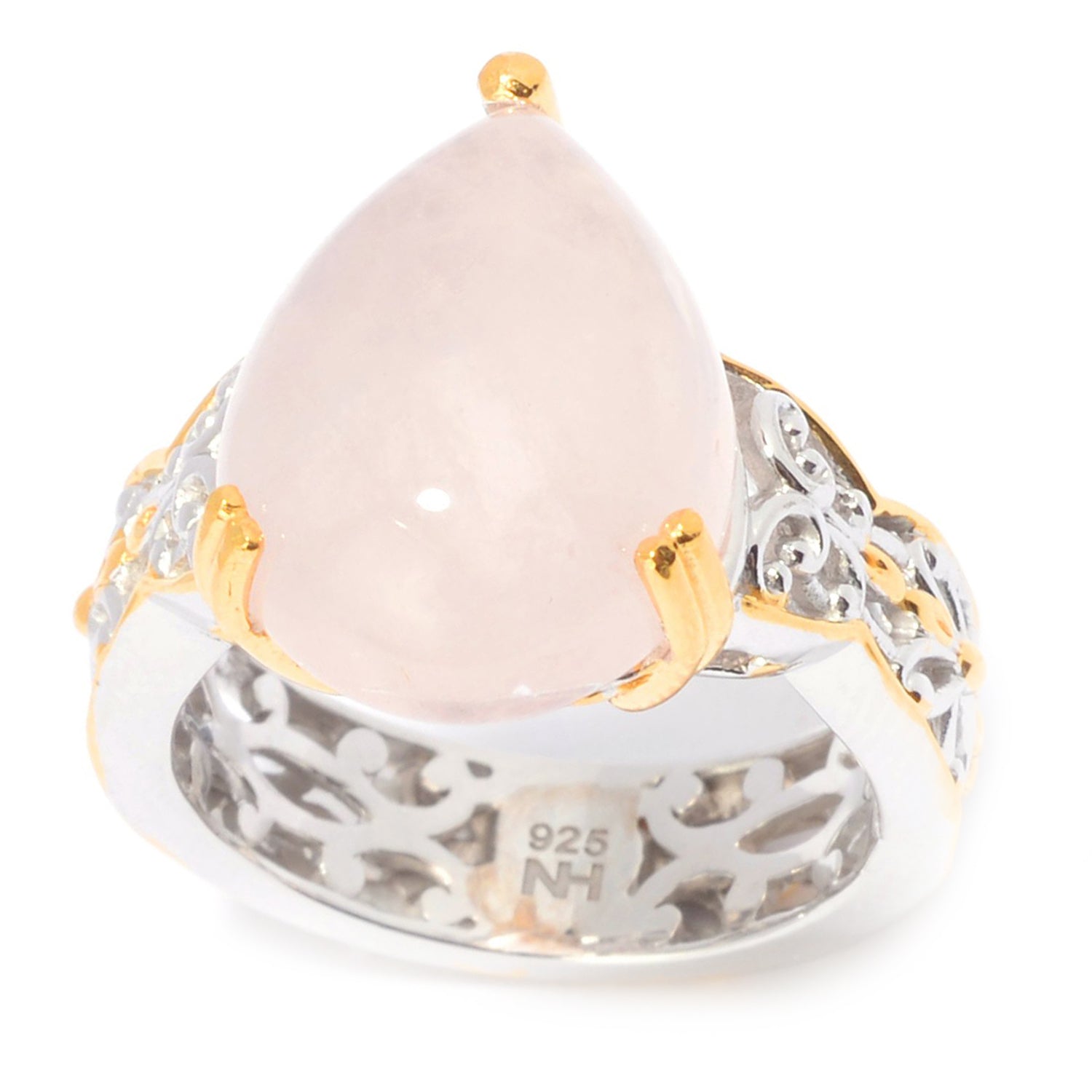 Gems en Vogue Pear Shaped Rose Quartz Ring