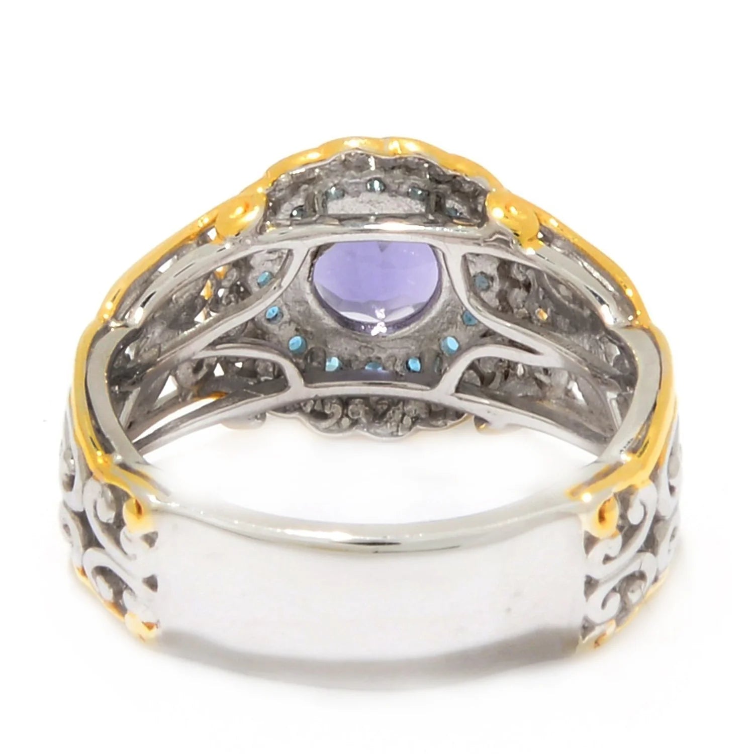 Gems en Vogue 1.4ctw Blue Amethyst & London Blue Topaz Halo Ring